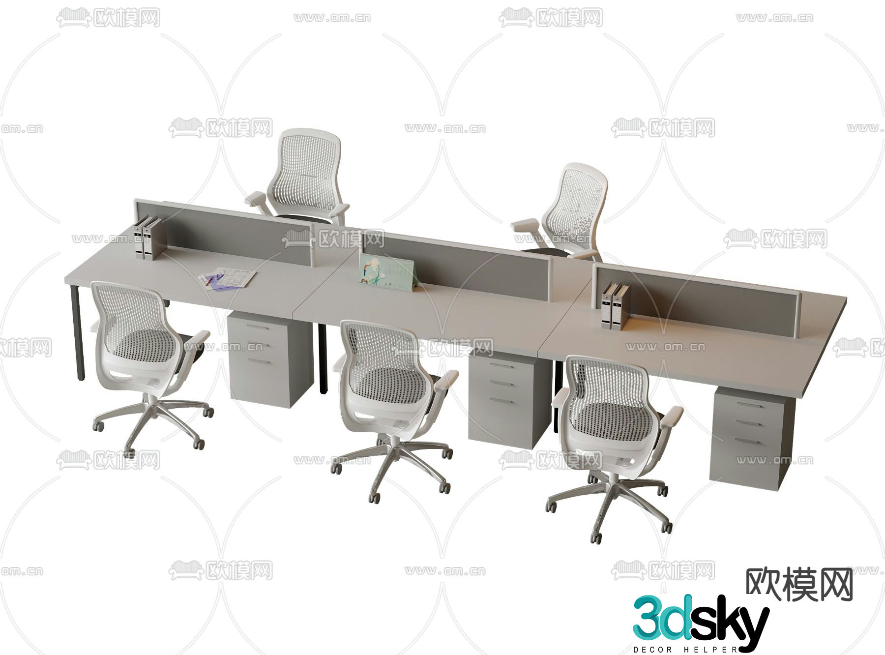 Card space desk work station post 3d model