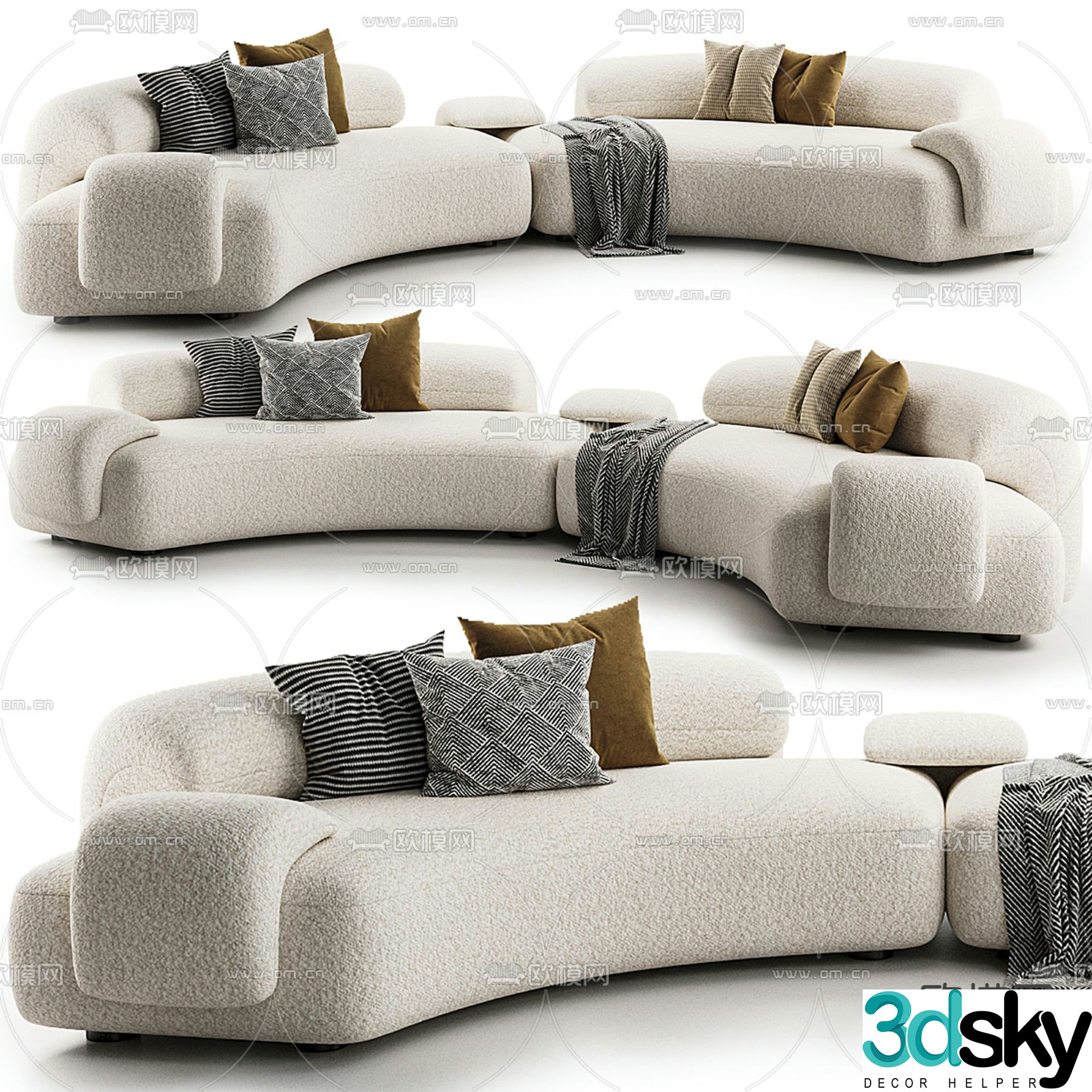 Castelli special shaped sofa curved sofa 3d model