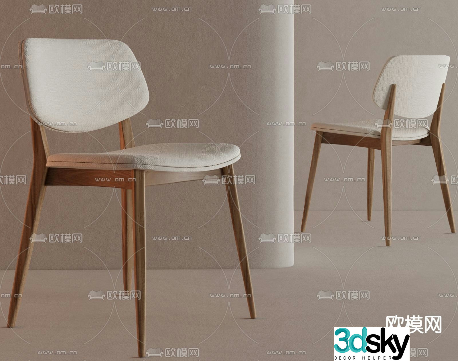 Nordic dining chair chair 3d model