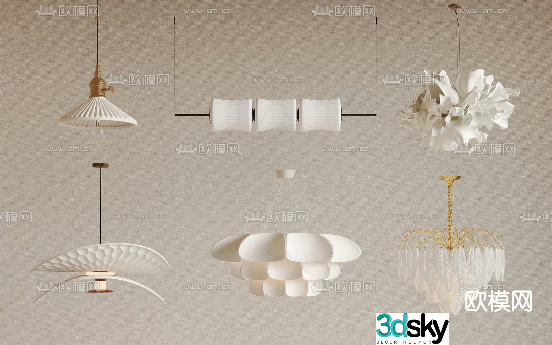 Cream style chandelier hall chandelier 3d model