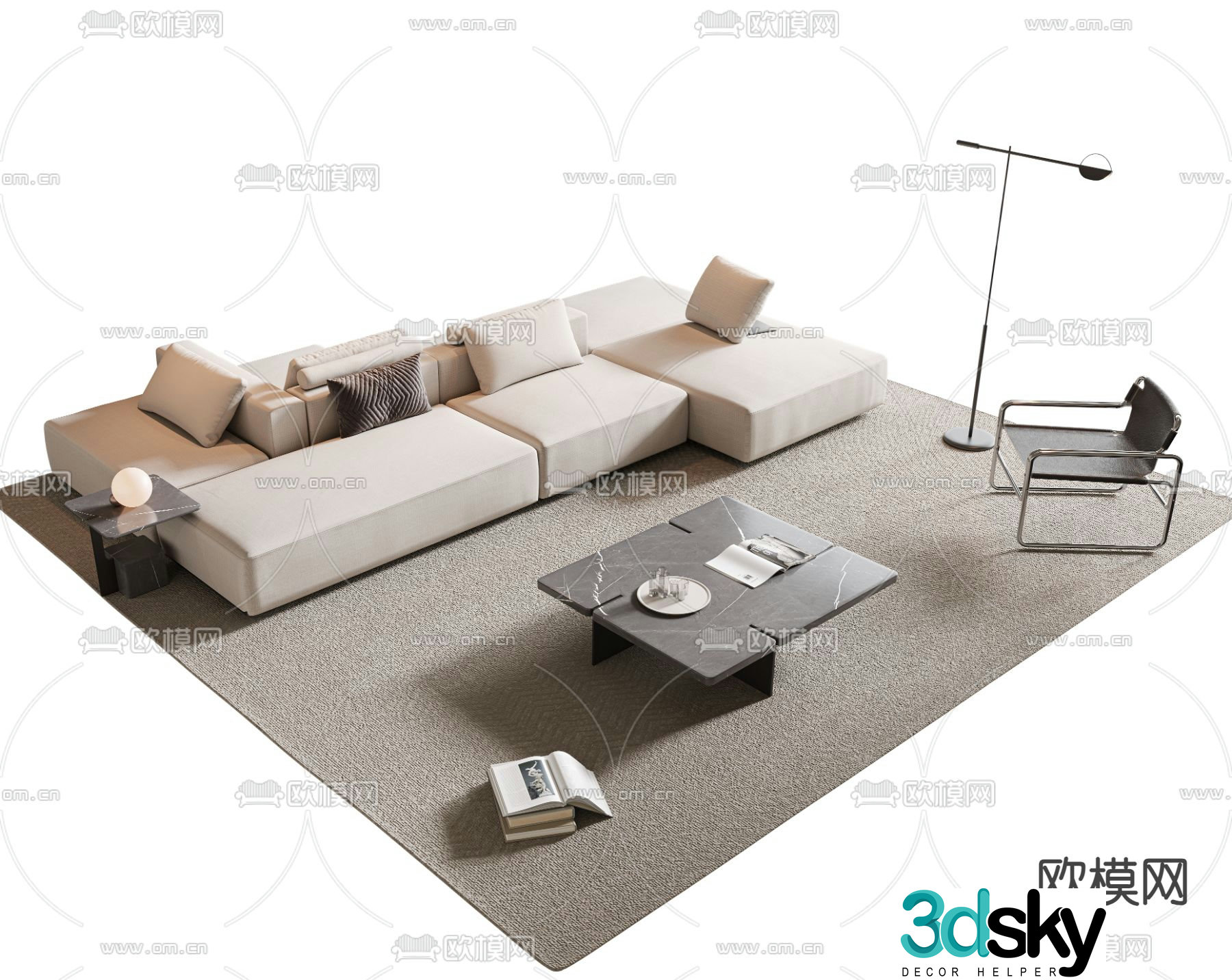 Backrest sofa modular sofa 3d model