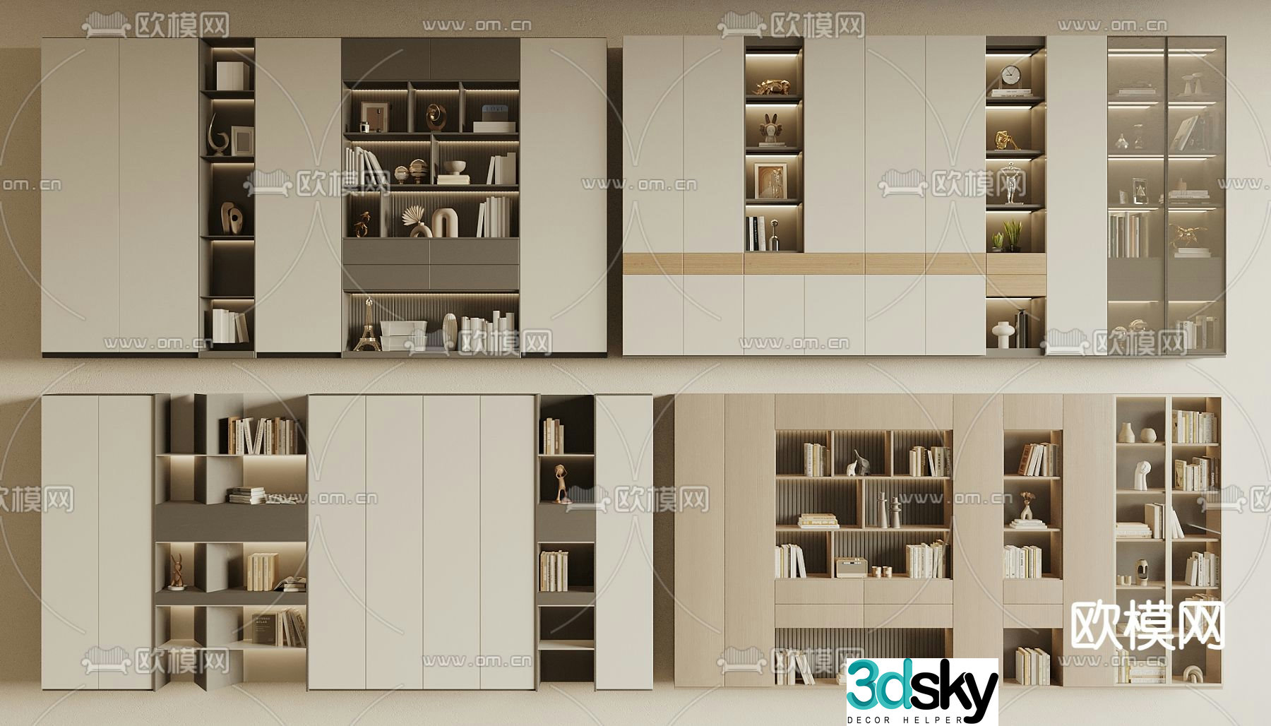 Modern bookcase bookshelf 3d model