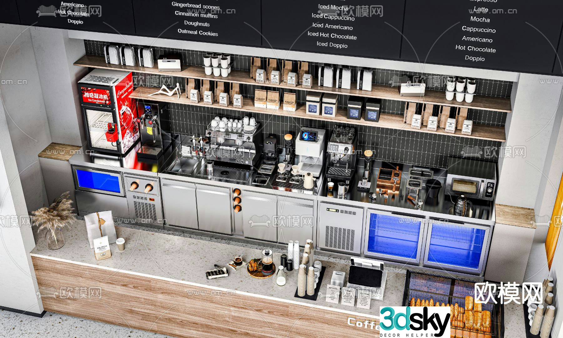 Cafe bar counter 3d model