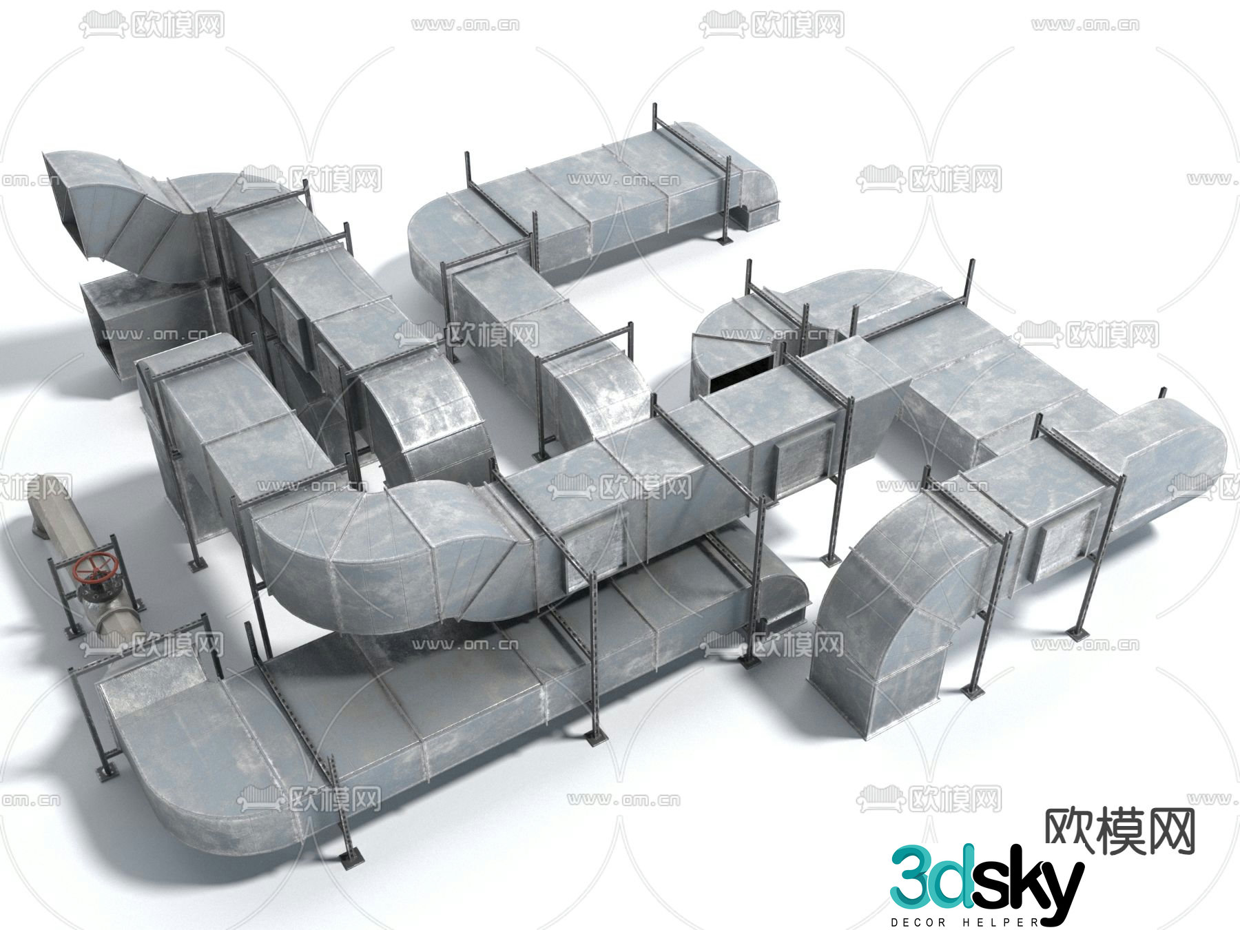 Pipes, air conditioning outlet ducts, air conditioning ducts 3D model