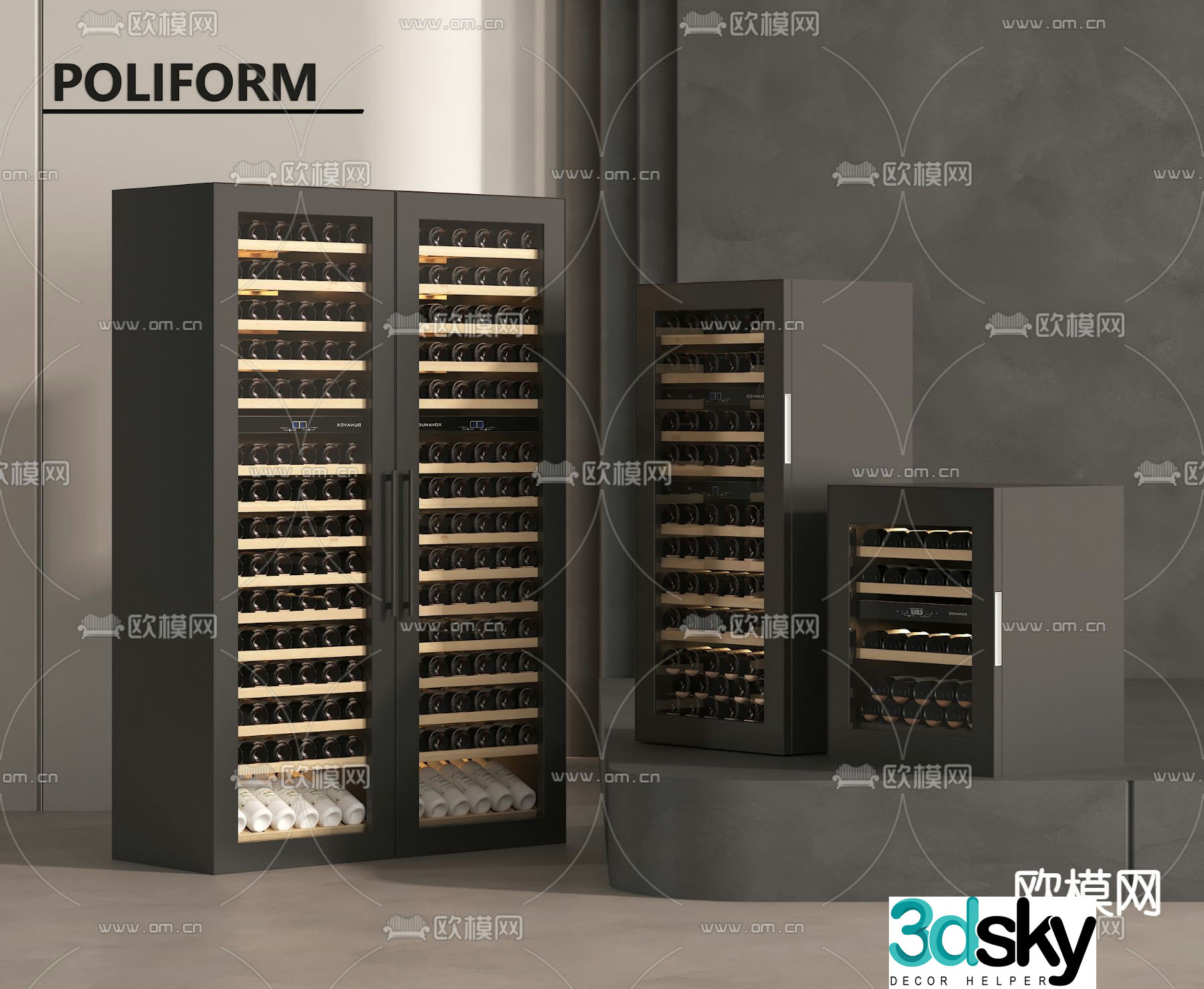 Constant temperature wine cabinet red wine cabinet 3D model