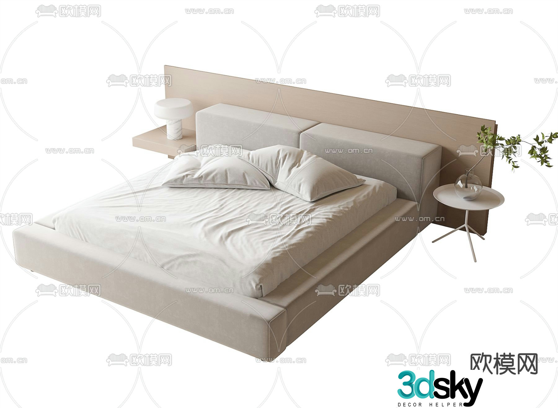 Modern double bed 3d model