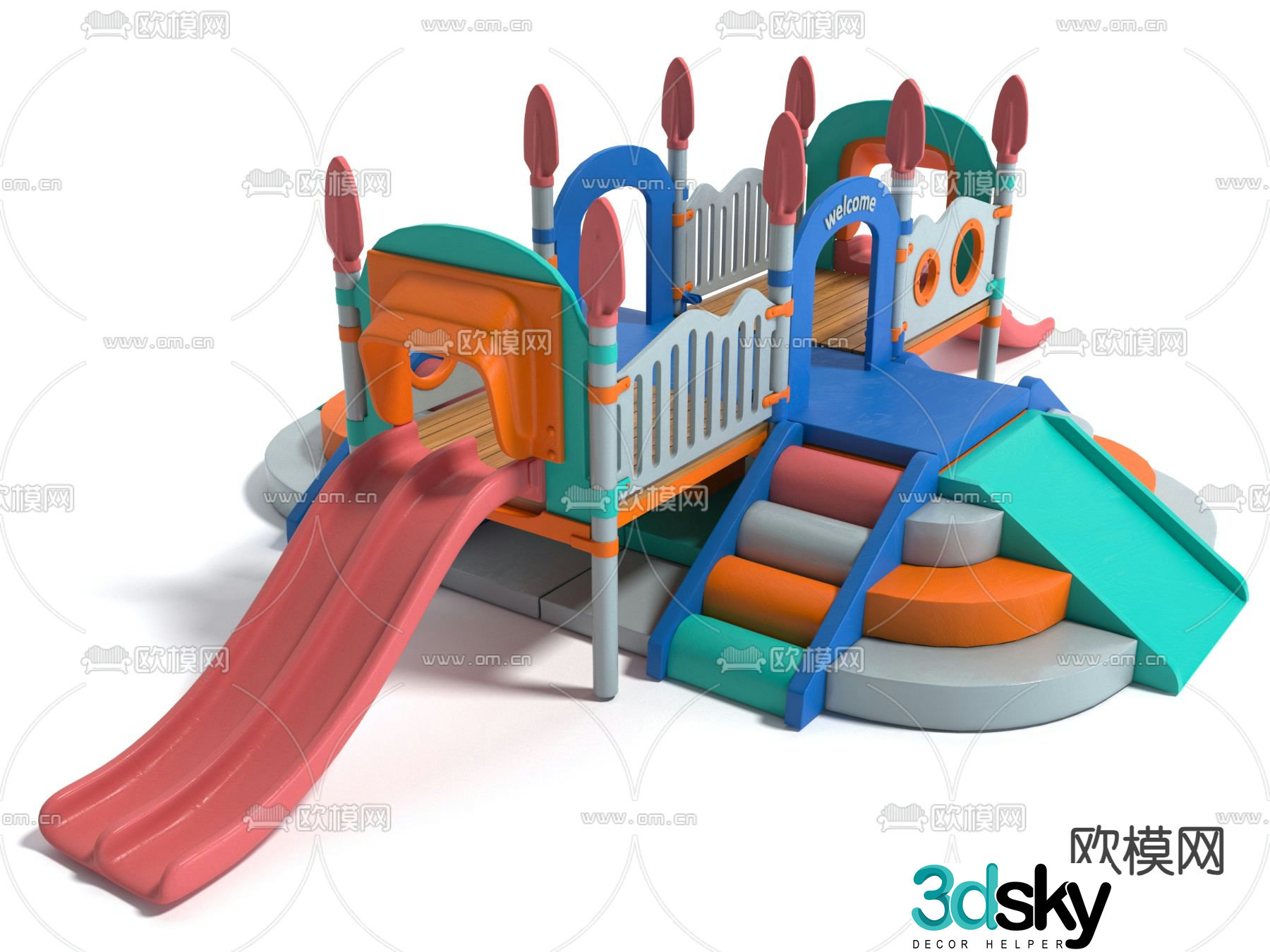 Amusement equipment naughty castle slide 3d model
