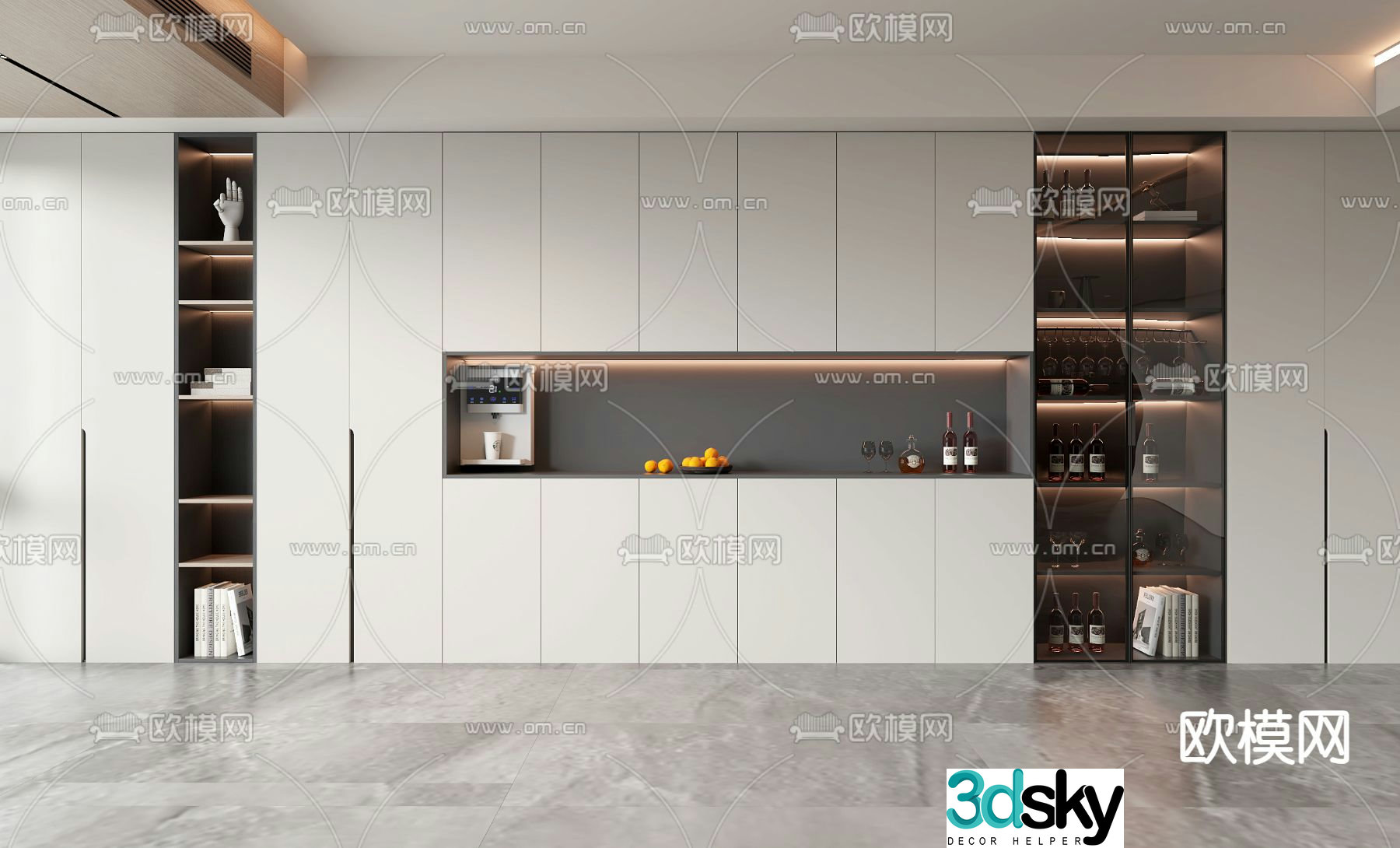 Modern wine cabinet sideboard 3d model