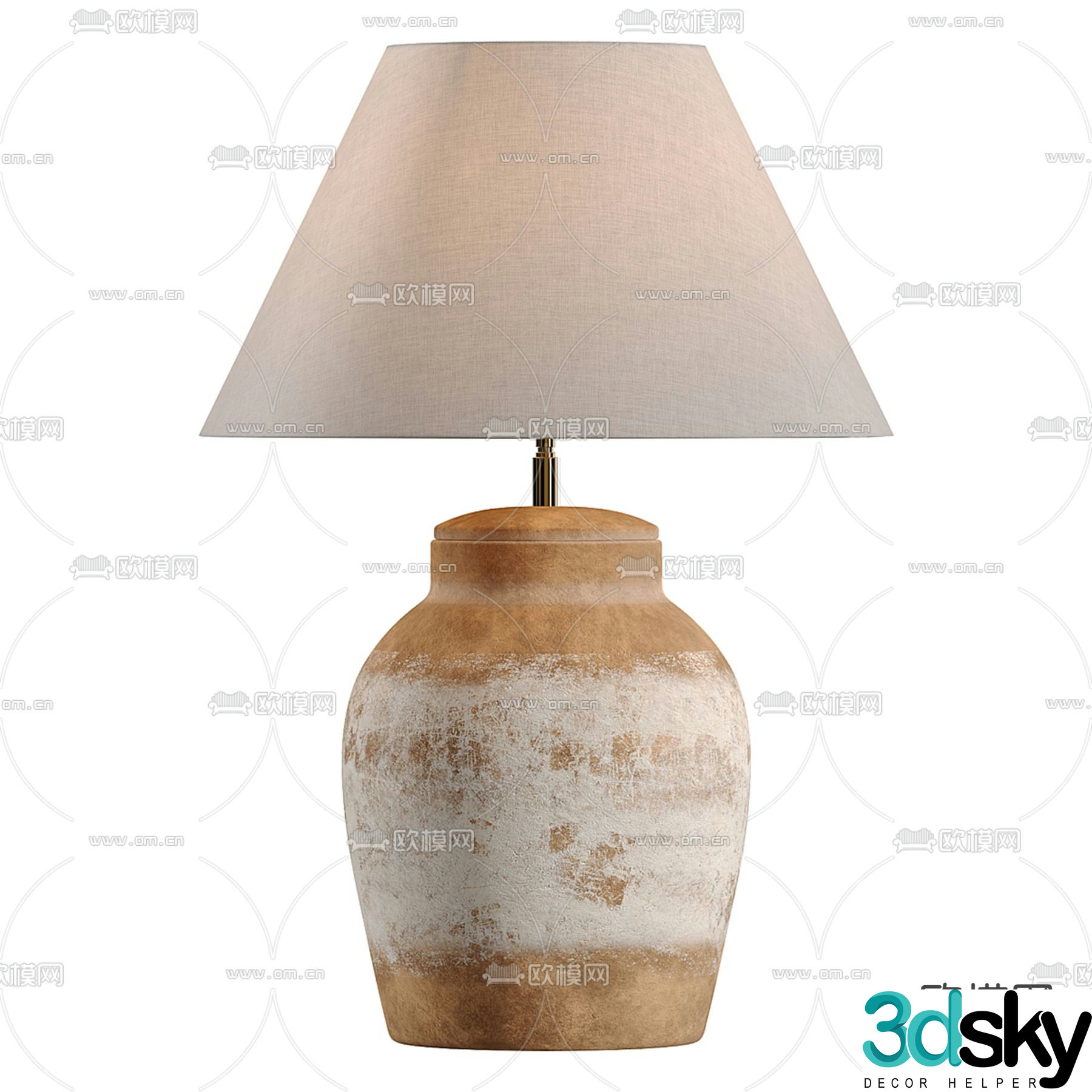 Wabi-sabi style table lamp clay pot table lamp 3d model