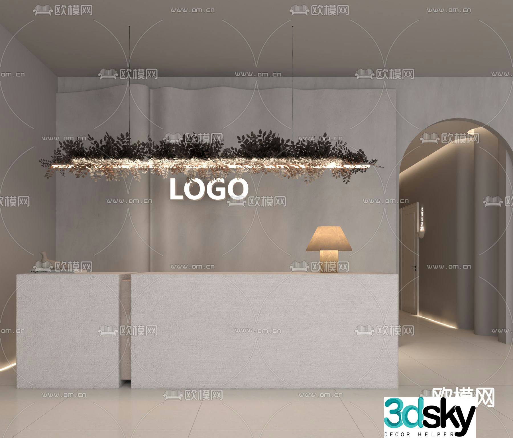 Front desk reception desk beauty salon information desk 3d model