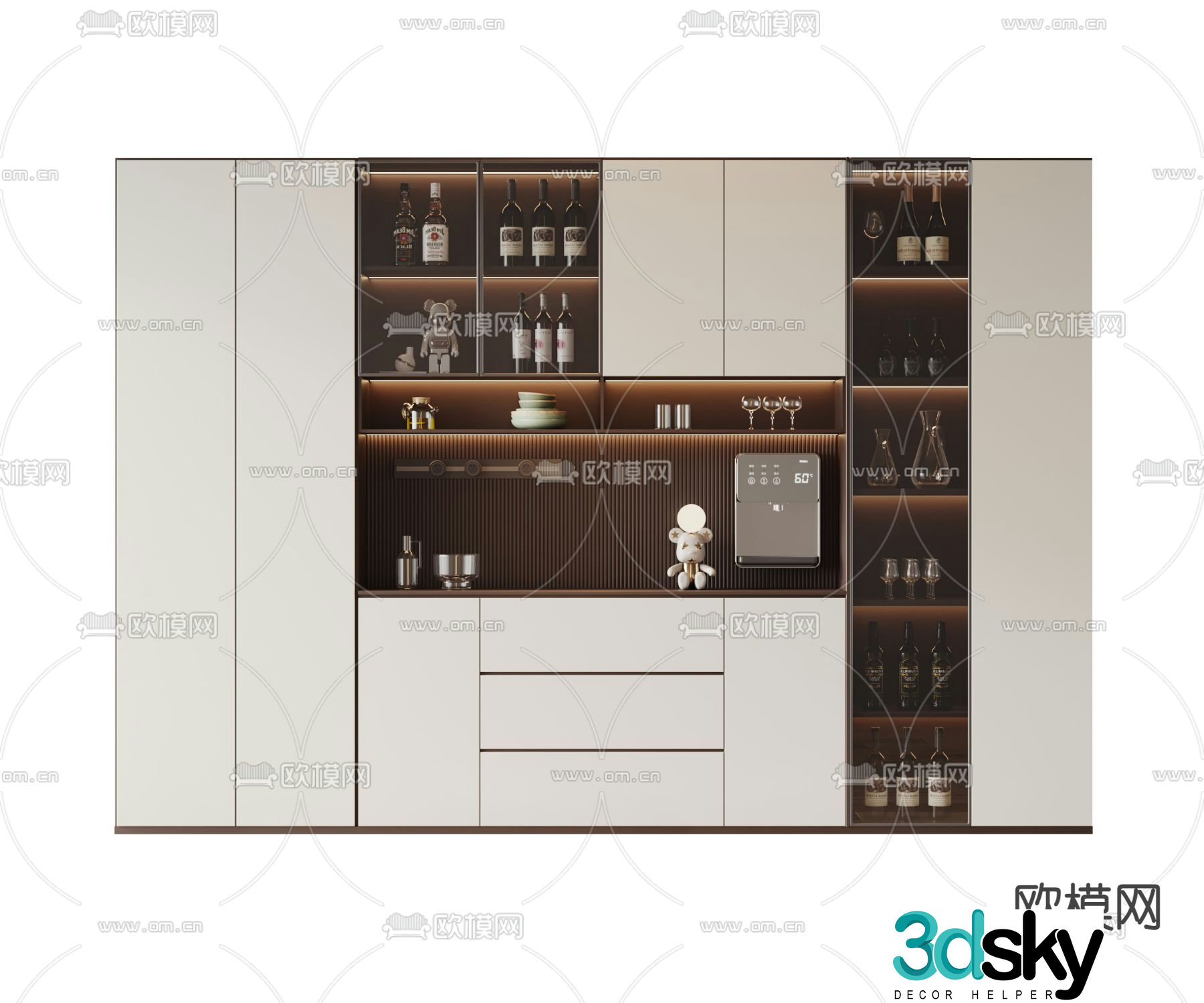 Modern wine cabinet sideboard 3d model