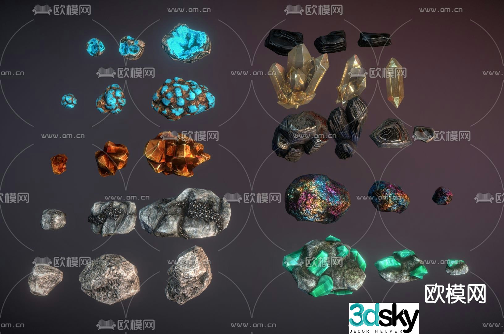 Landscape Stone Raw Stone Crystal Jade 3D Model