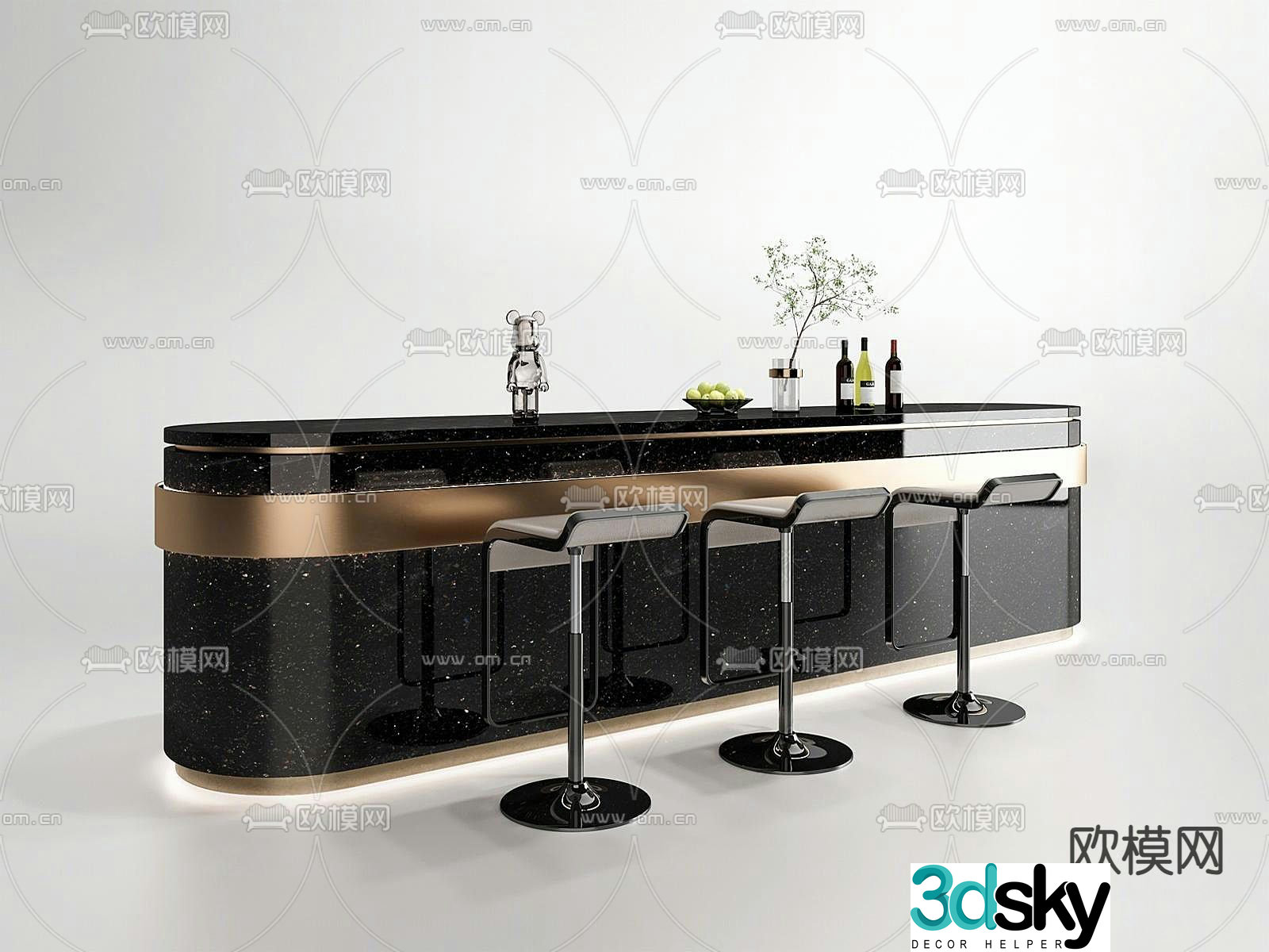 Marble bar chair 3d model