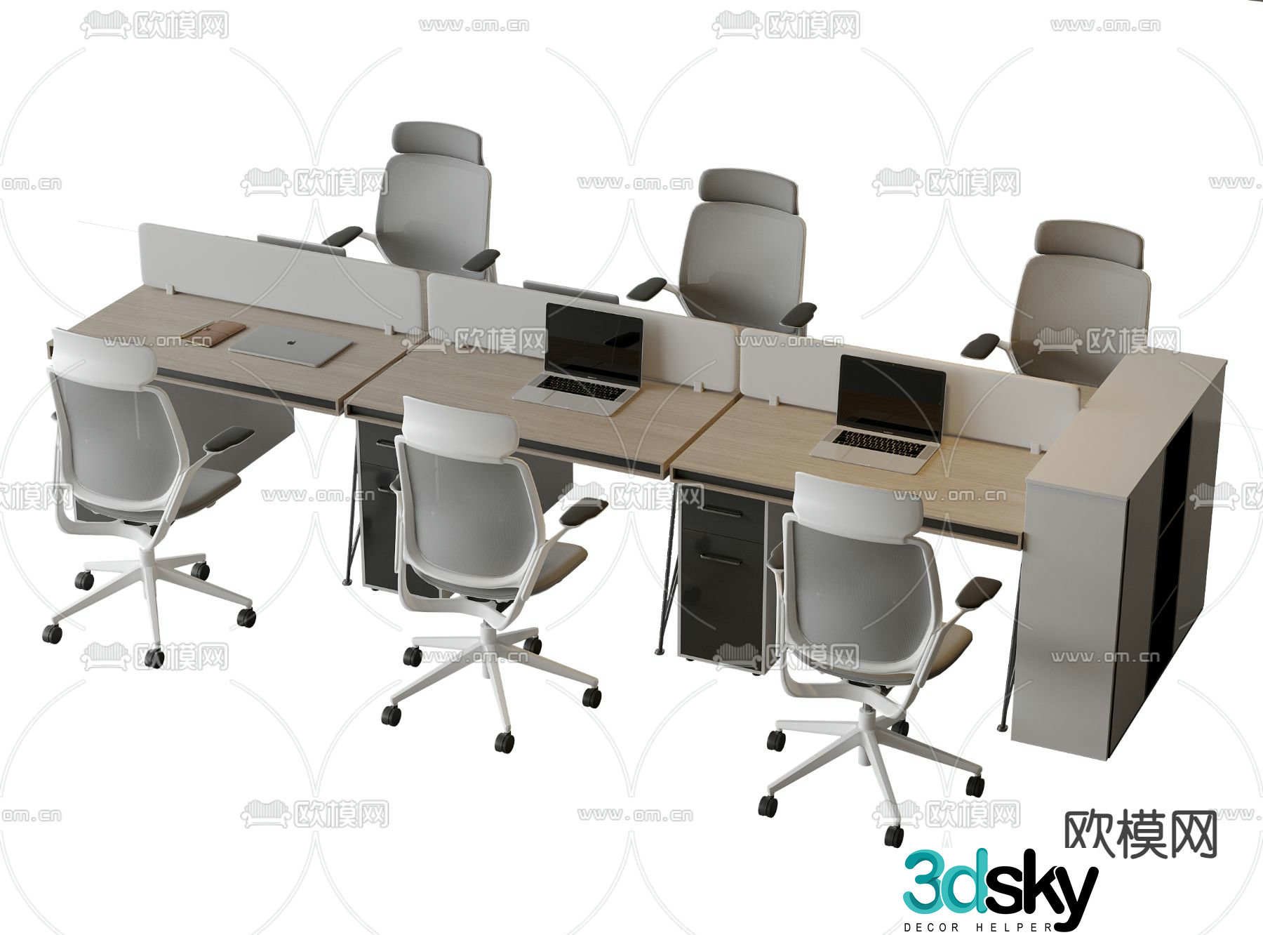 Office desk and chair employee work station 3D model