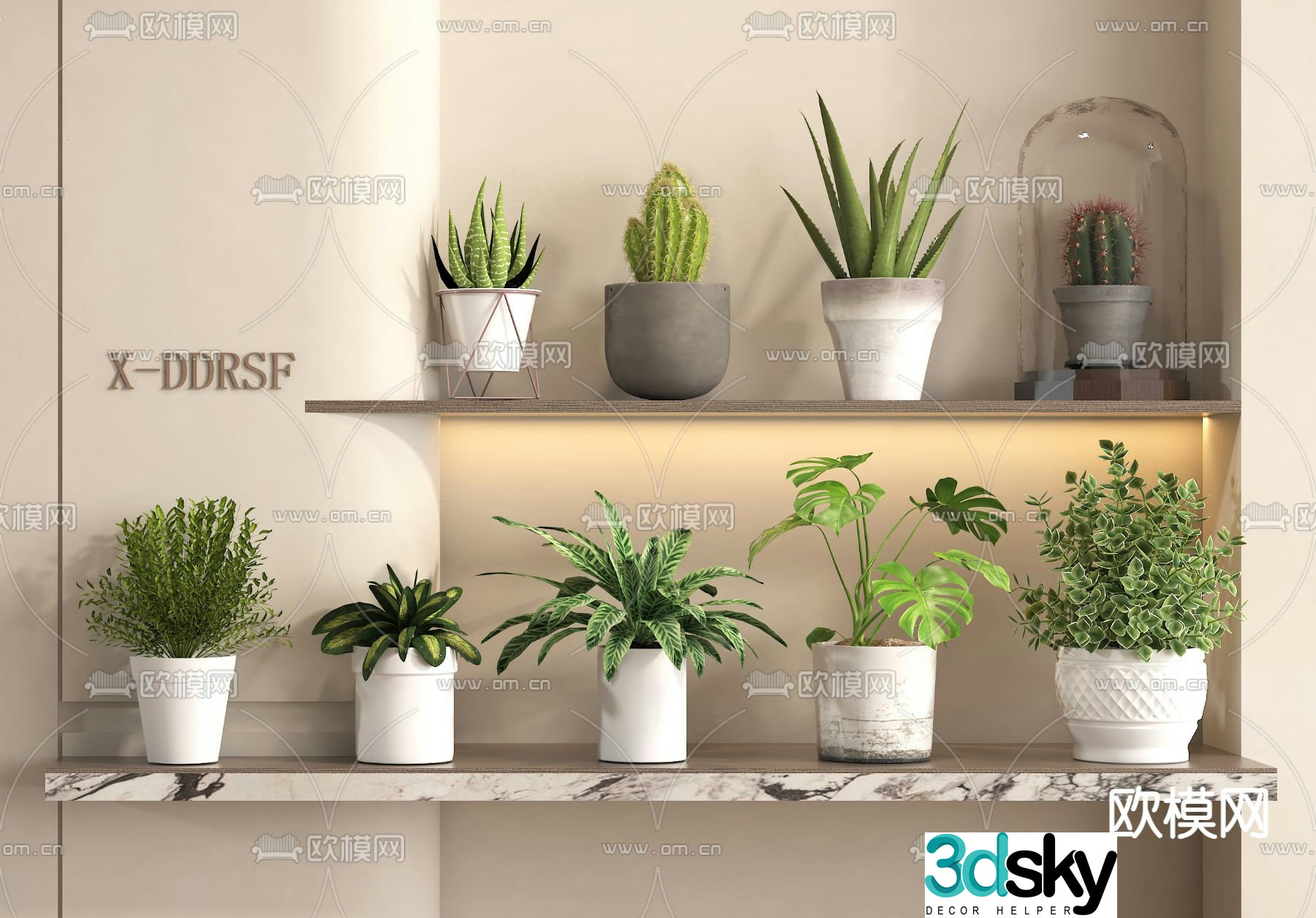 Desktop potted plants green plants balcony plants 3D model