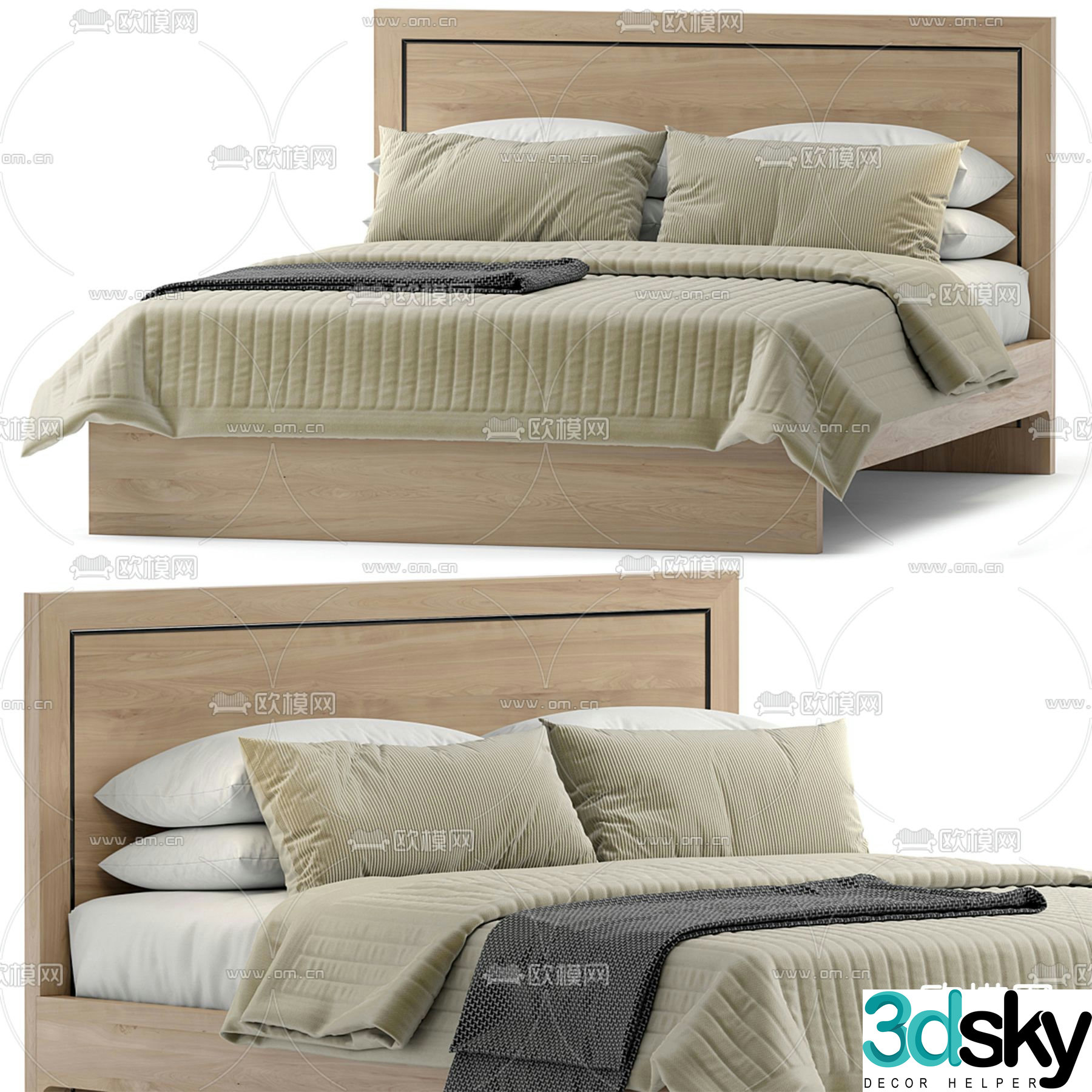 Westelm Hartford double bed 3d model
