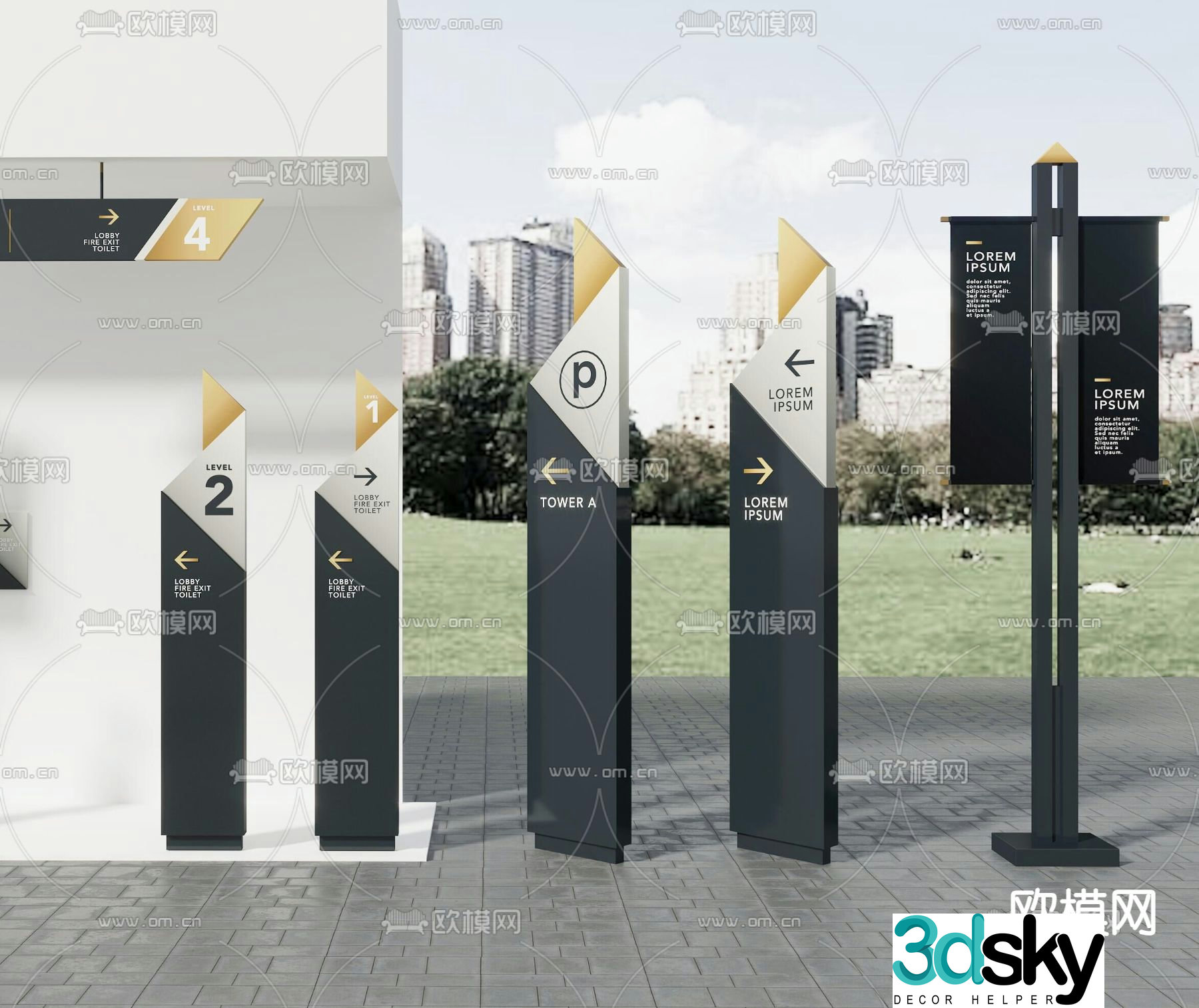 Guide sign, standing sign, guide sign 3D model