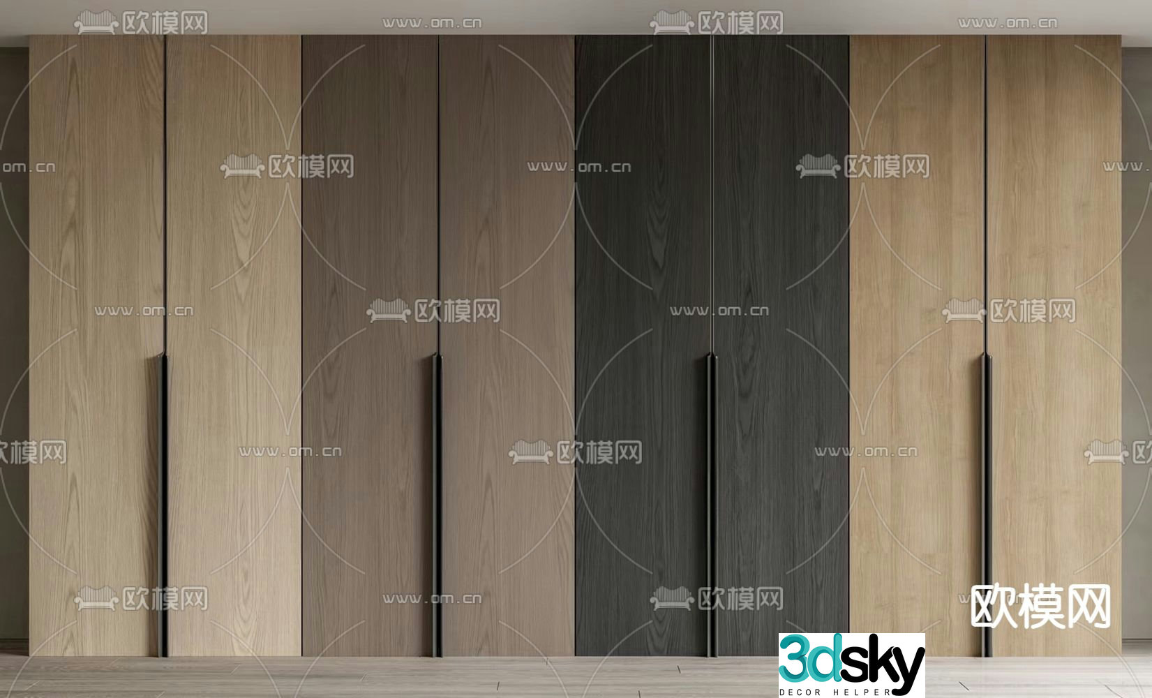 Wood veneer wardrobe wardrobe 3d model