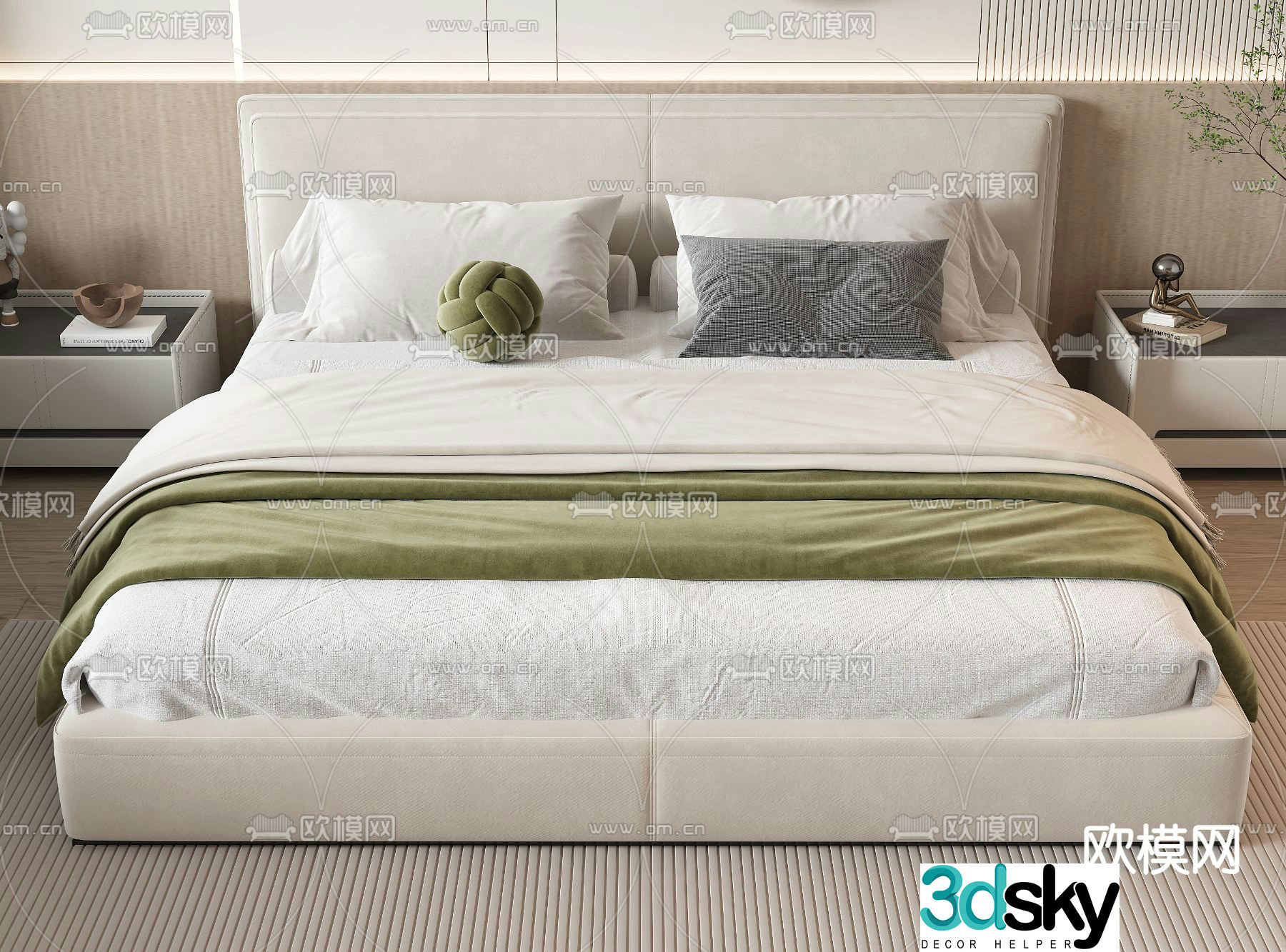 Modern double bed 3d model
