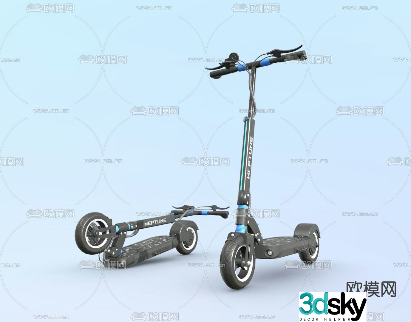 Small tram balance car electric scooter 3d model
