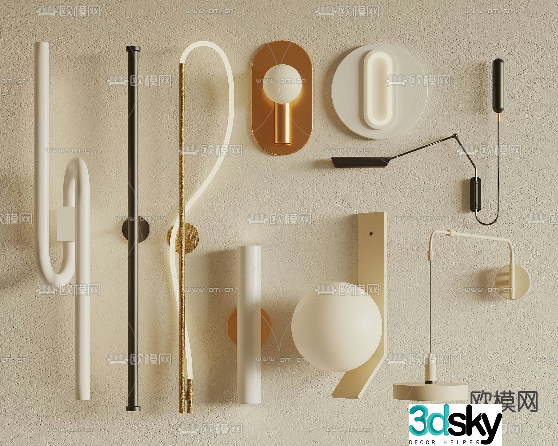 Cream style wall lamp 3d model
