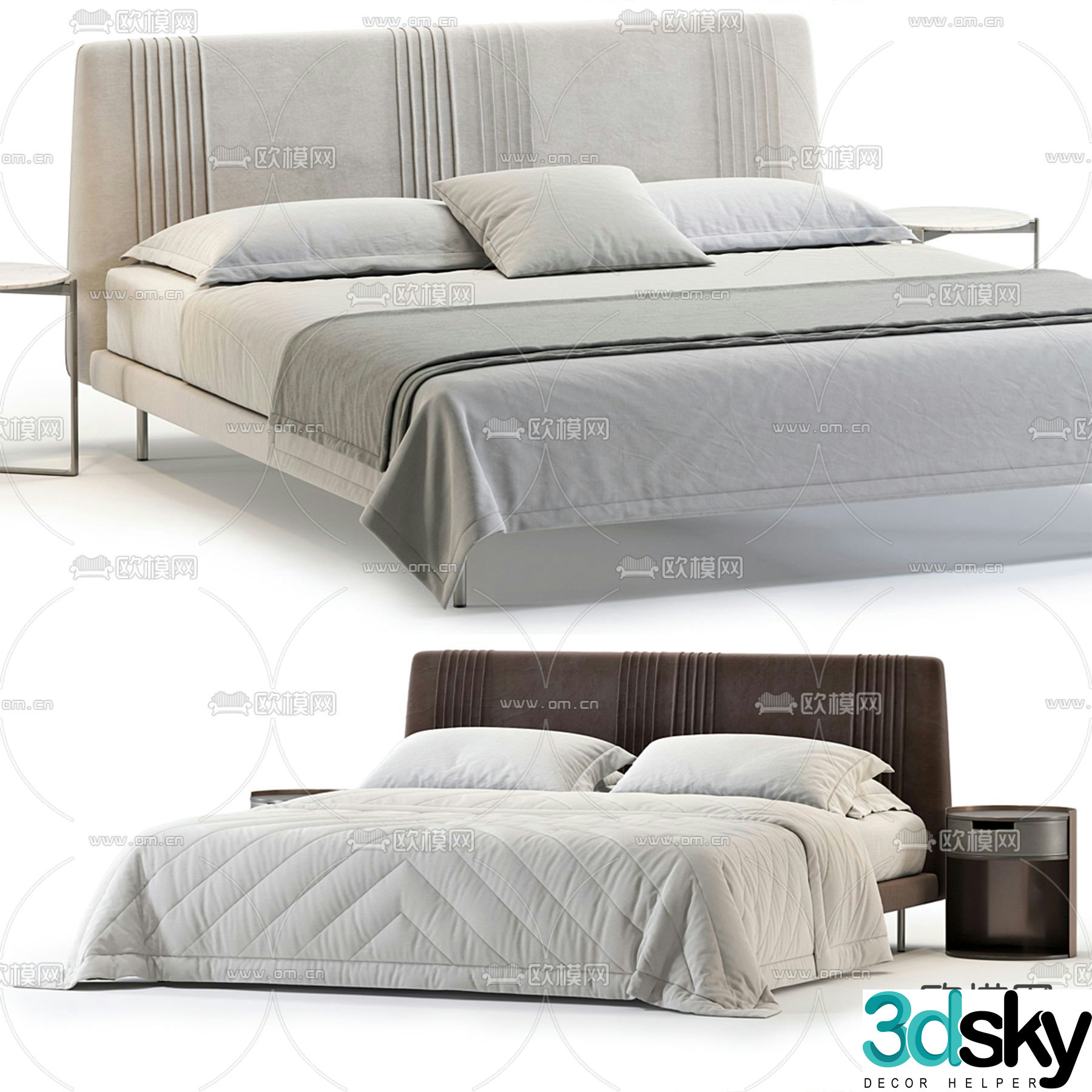 Fabric double bed 3d model