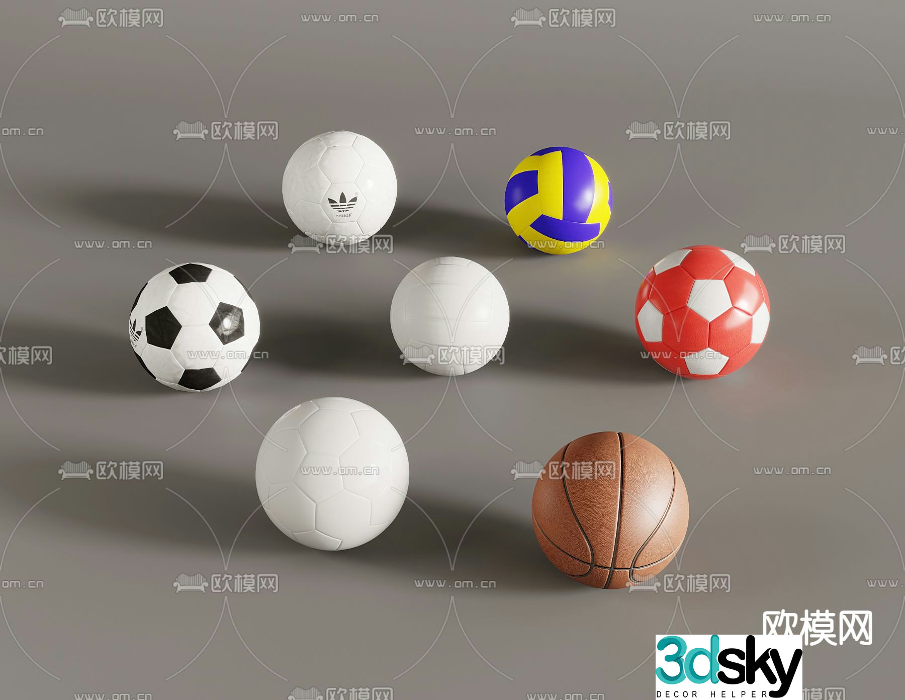 Football Volleyball Basketball 3d model