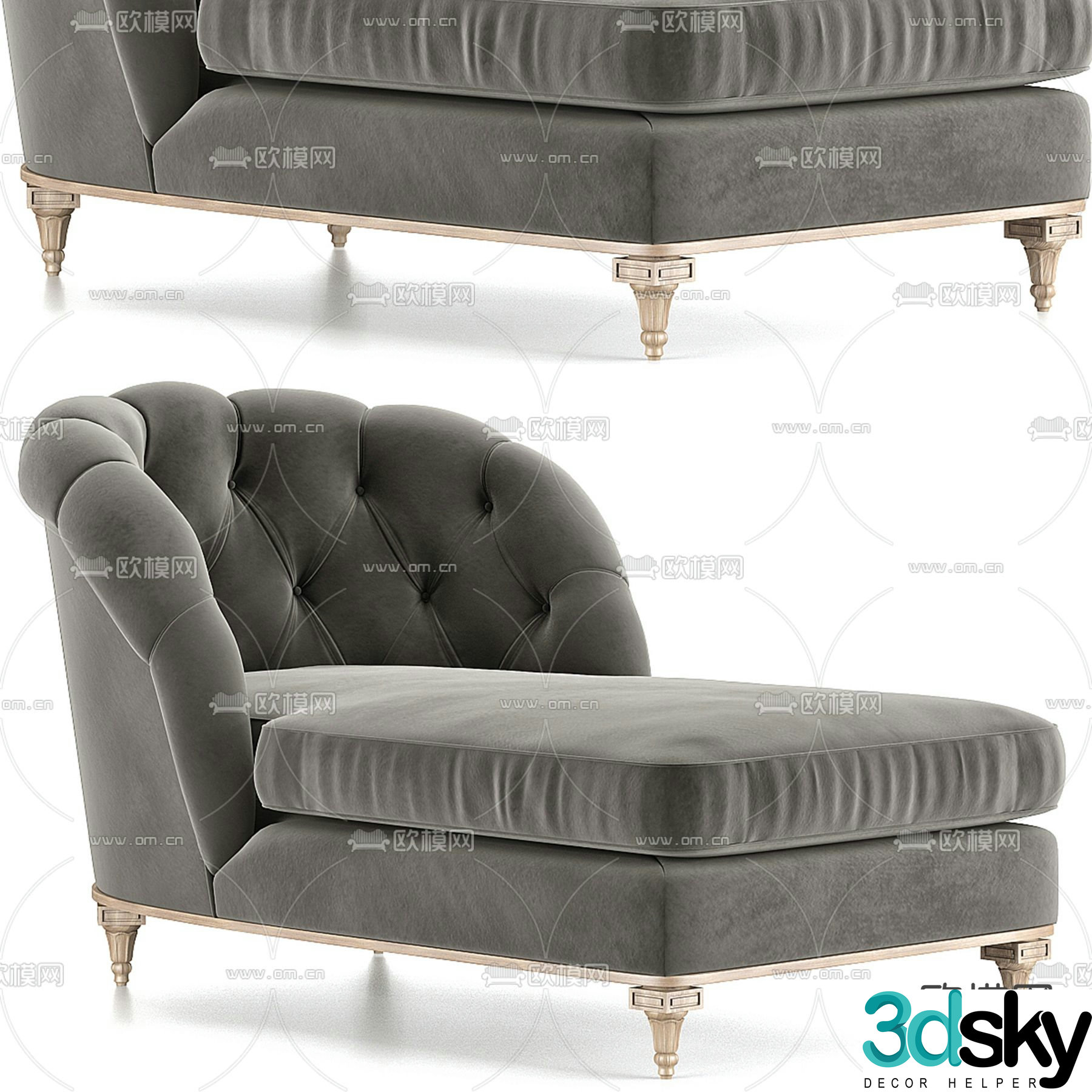 European style chaise longue beauty couch 3d model