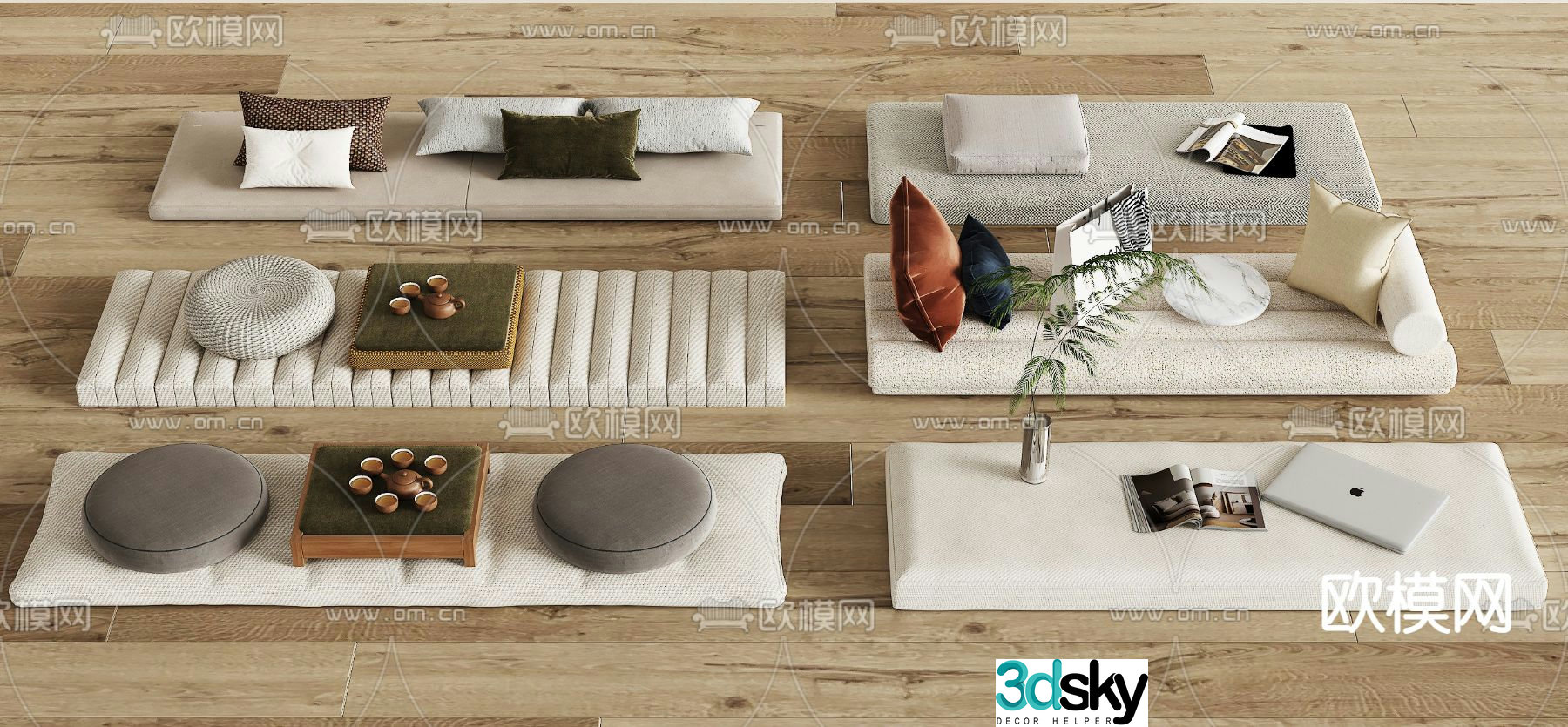 Cushion seat cushion bay window cushion futon 3d model
