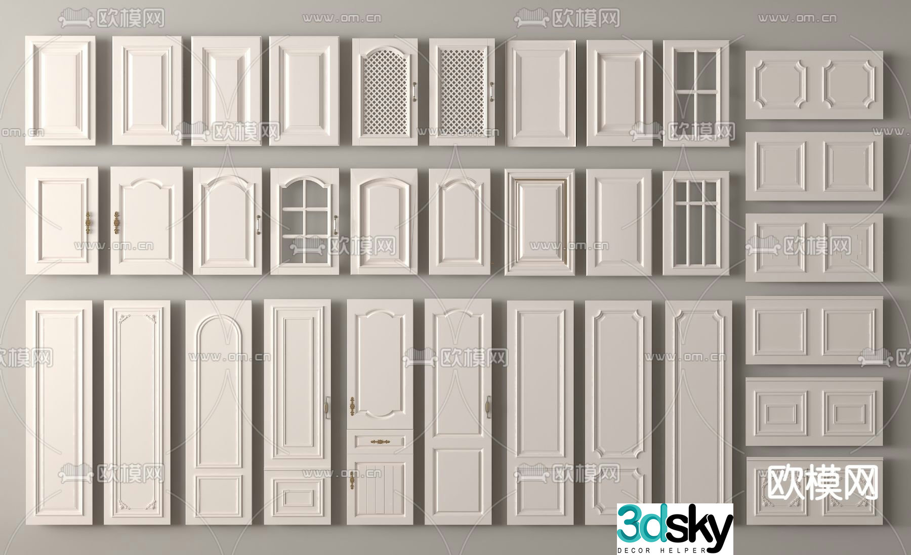 European style cabinet door door panel wardrobe door 3d model