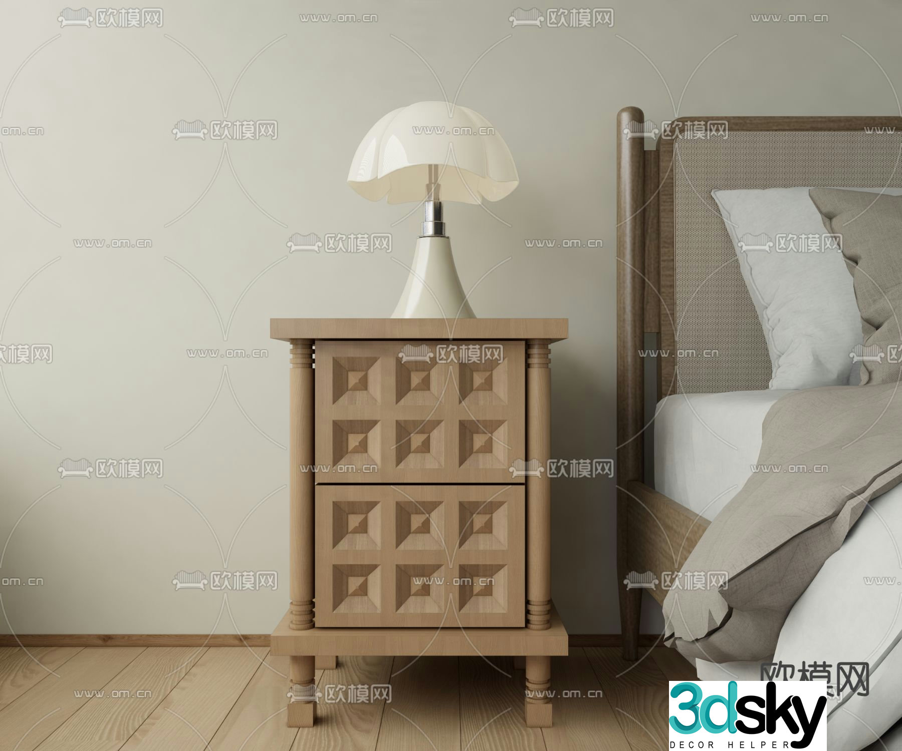 Medieval style bedside table 3d model