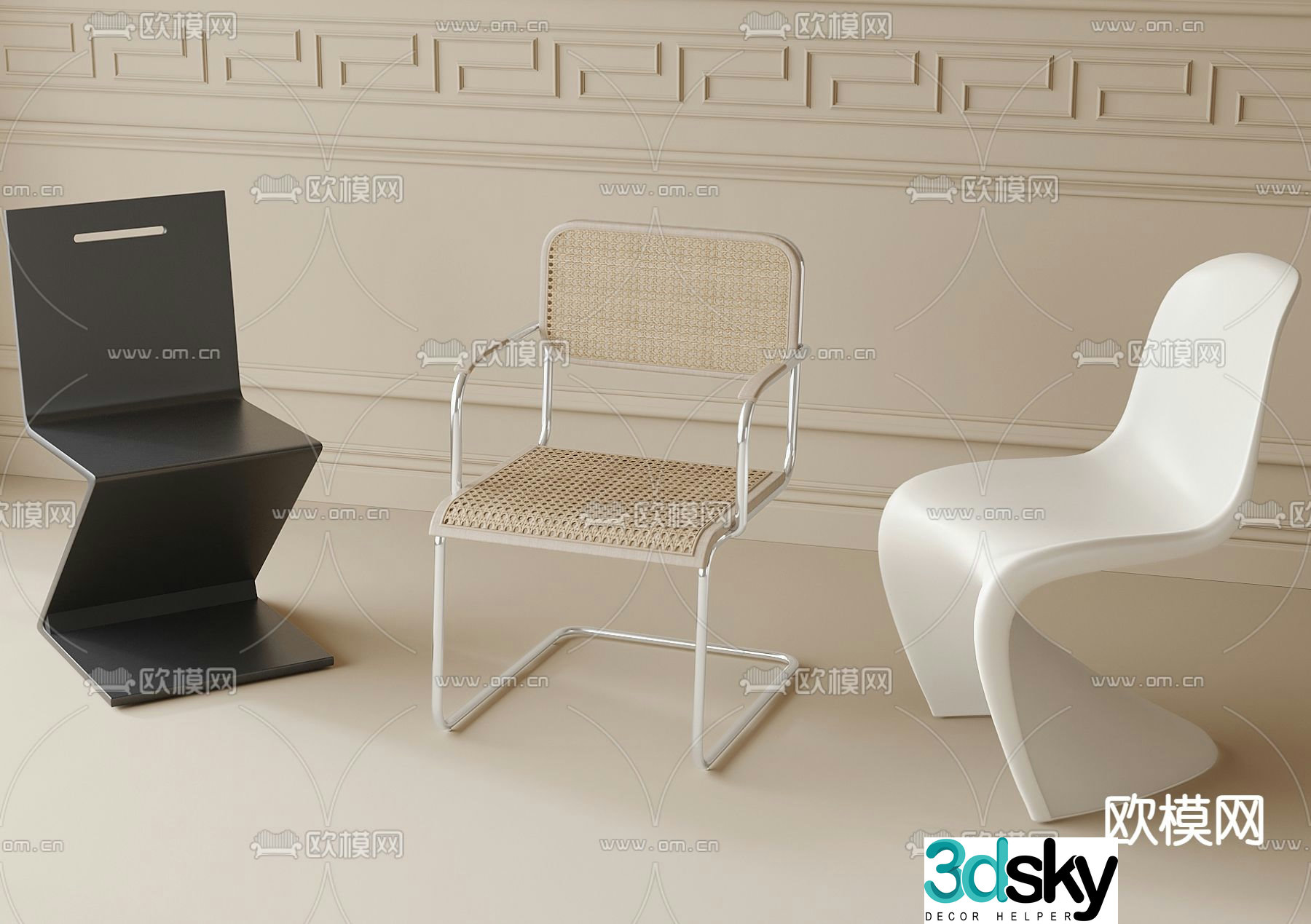 Rattan chair fashionable leisure chair 3d model