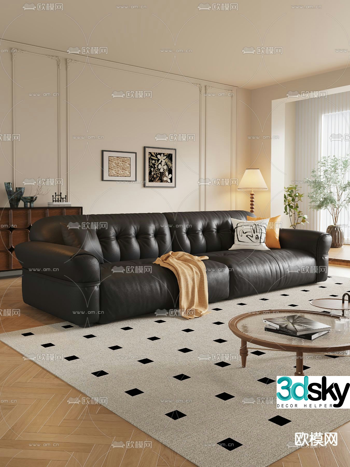 Medieval style sofa double sofa 3d model