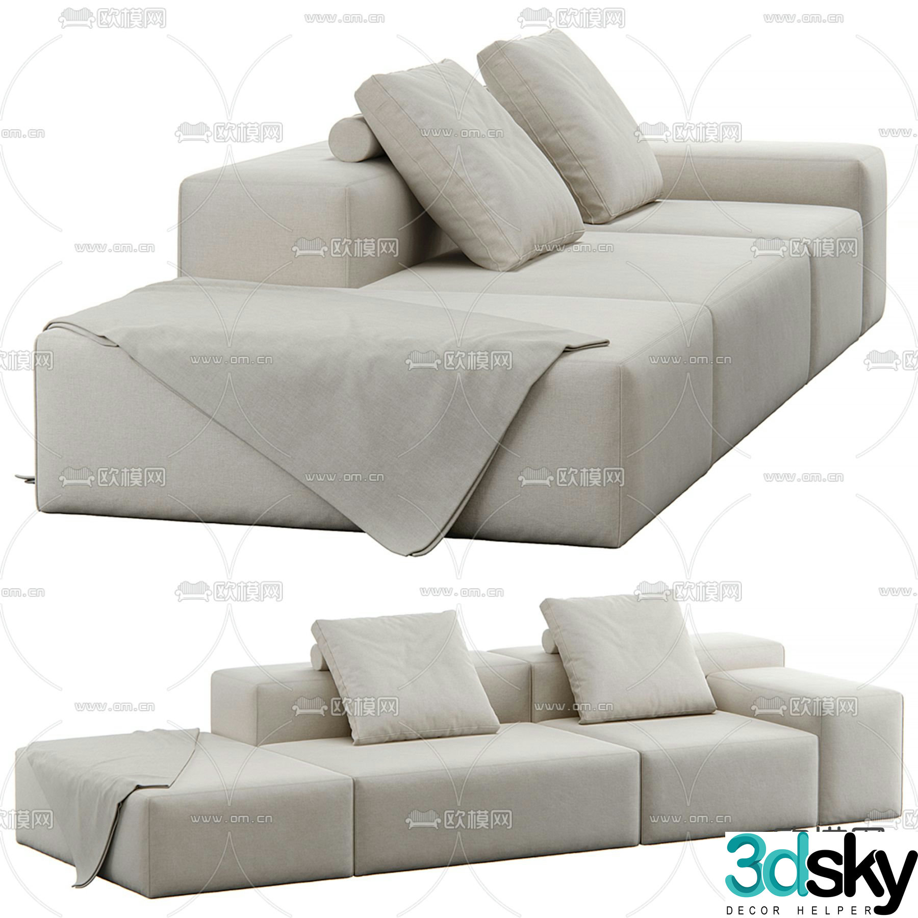 Comp module sofa tofu block sofa 3d model