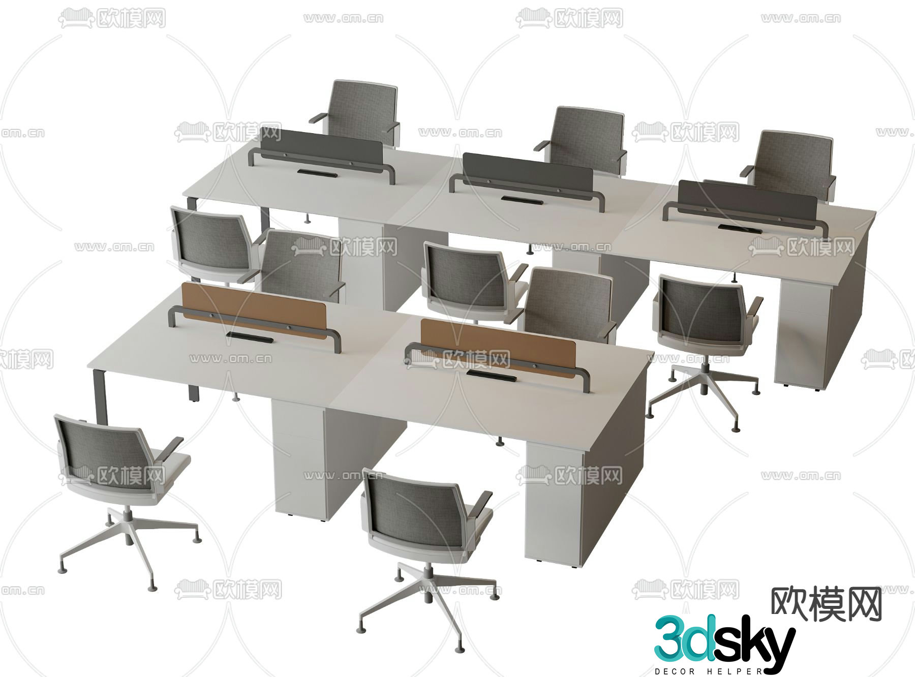 Office desk and chair employee work station 3D model