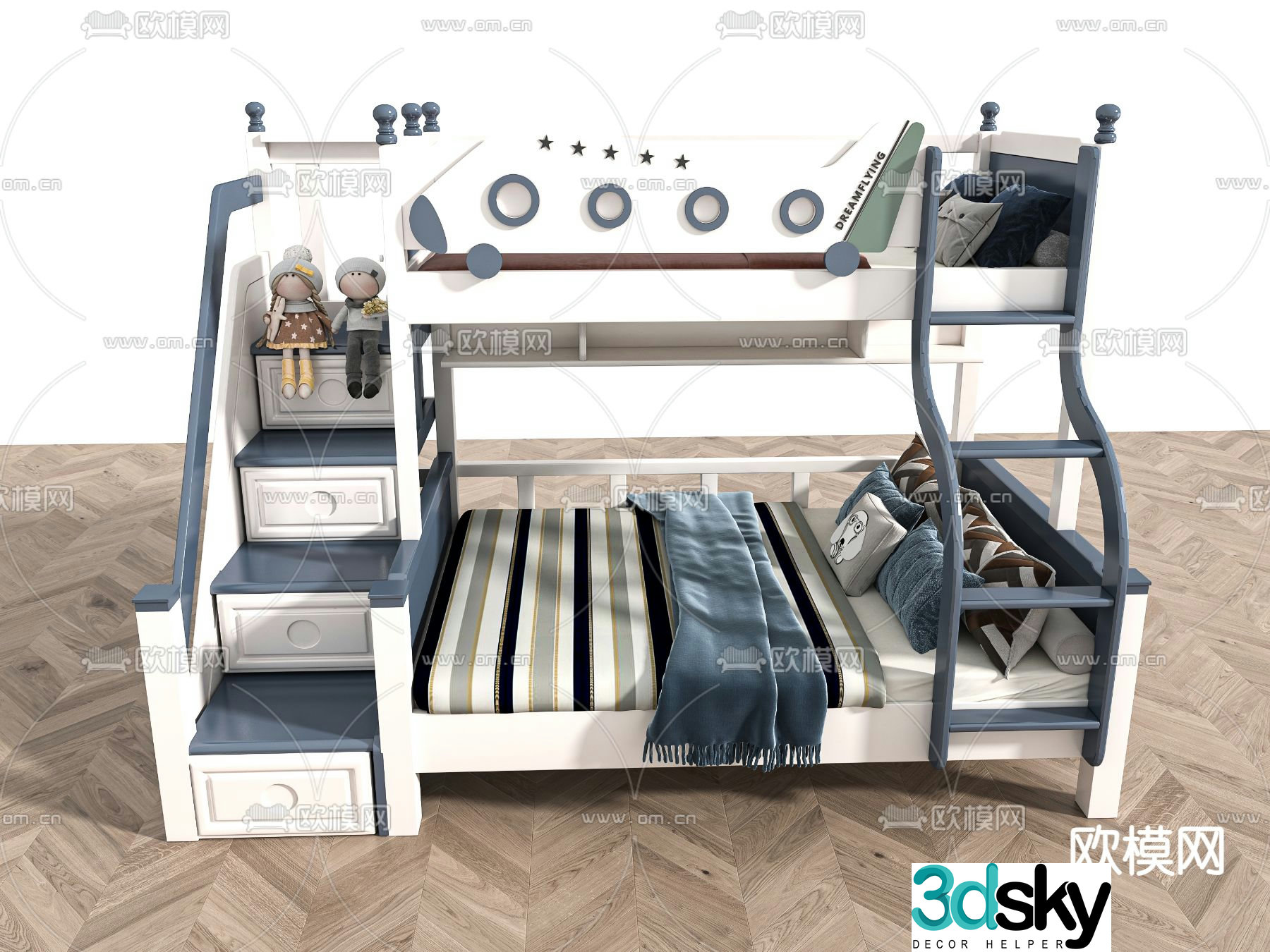 Children’s bed bunk bed bunk bed 3d model