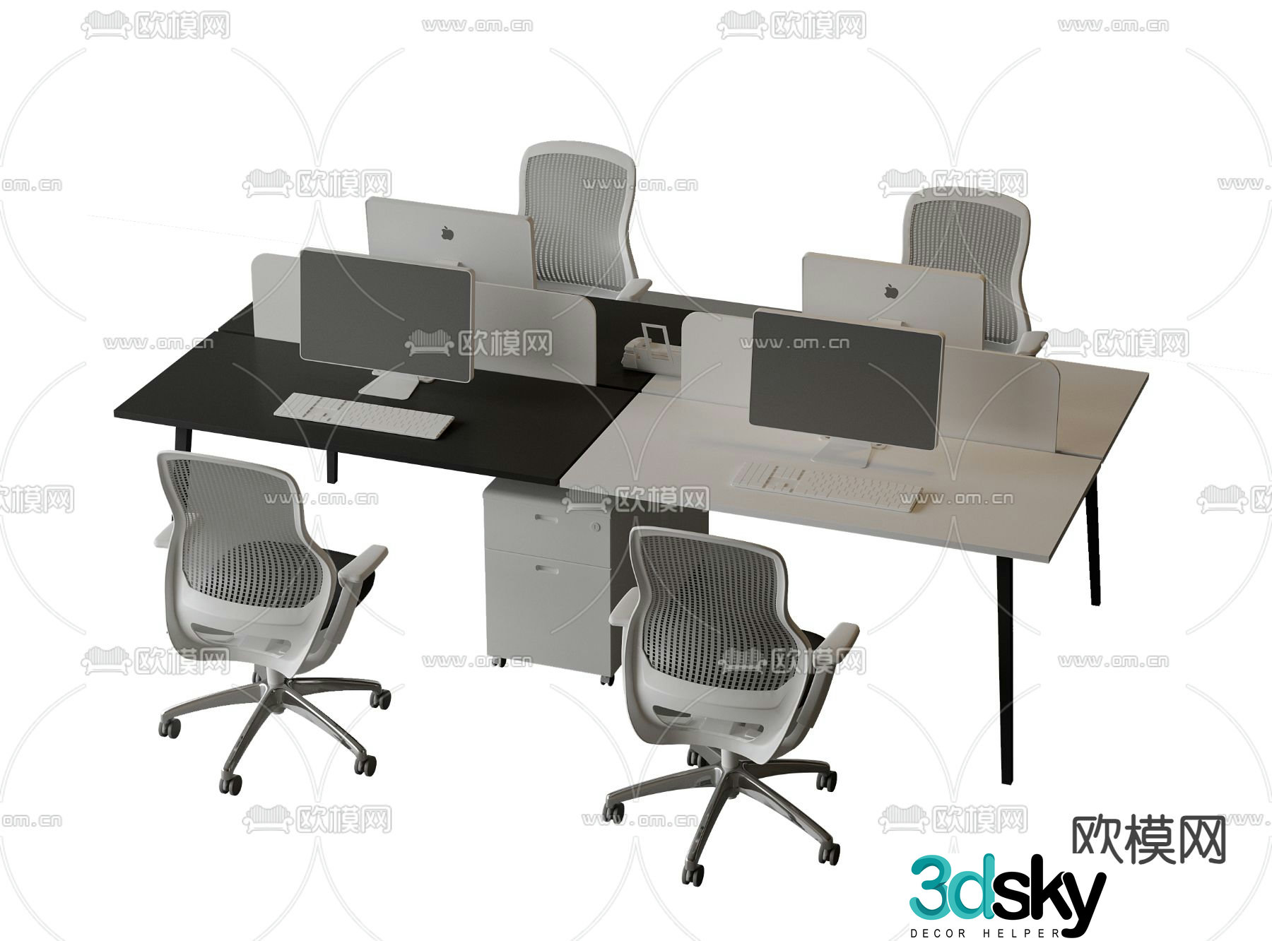 Office desk and chair position workstation 3d model