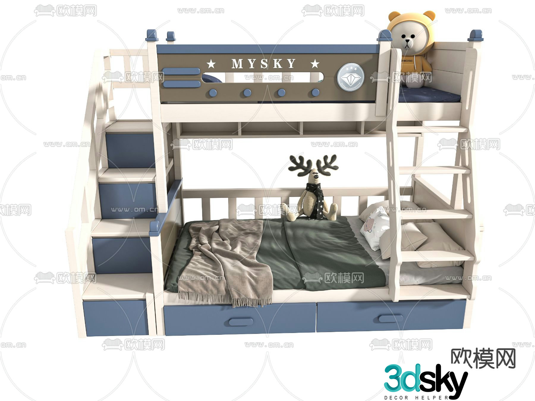 Children’s bed bunk bed bunk bed 3d model