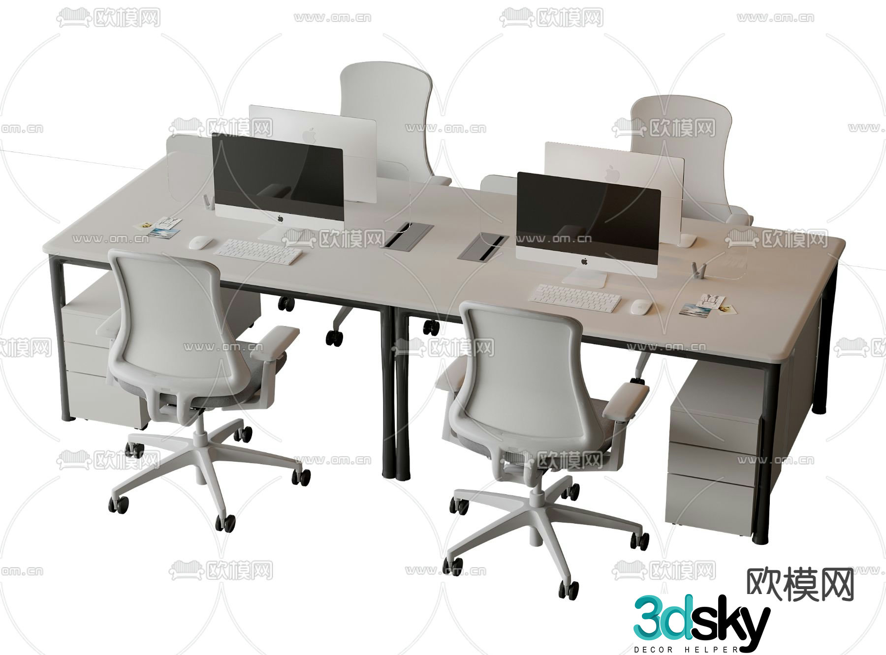 Office desk and chair position workstation 3d model