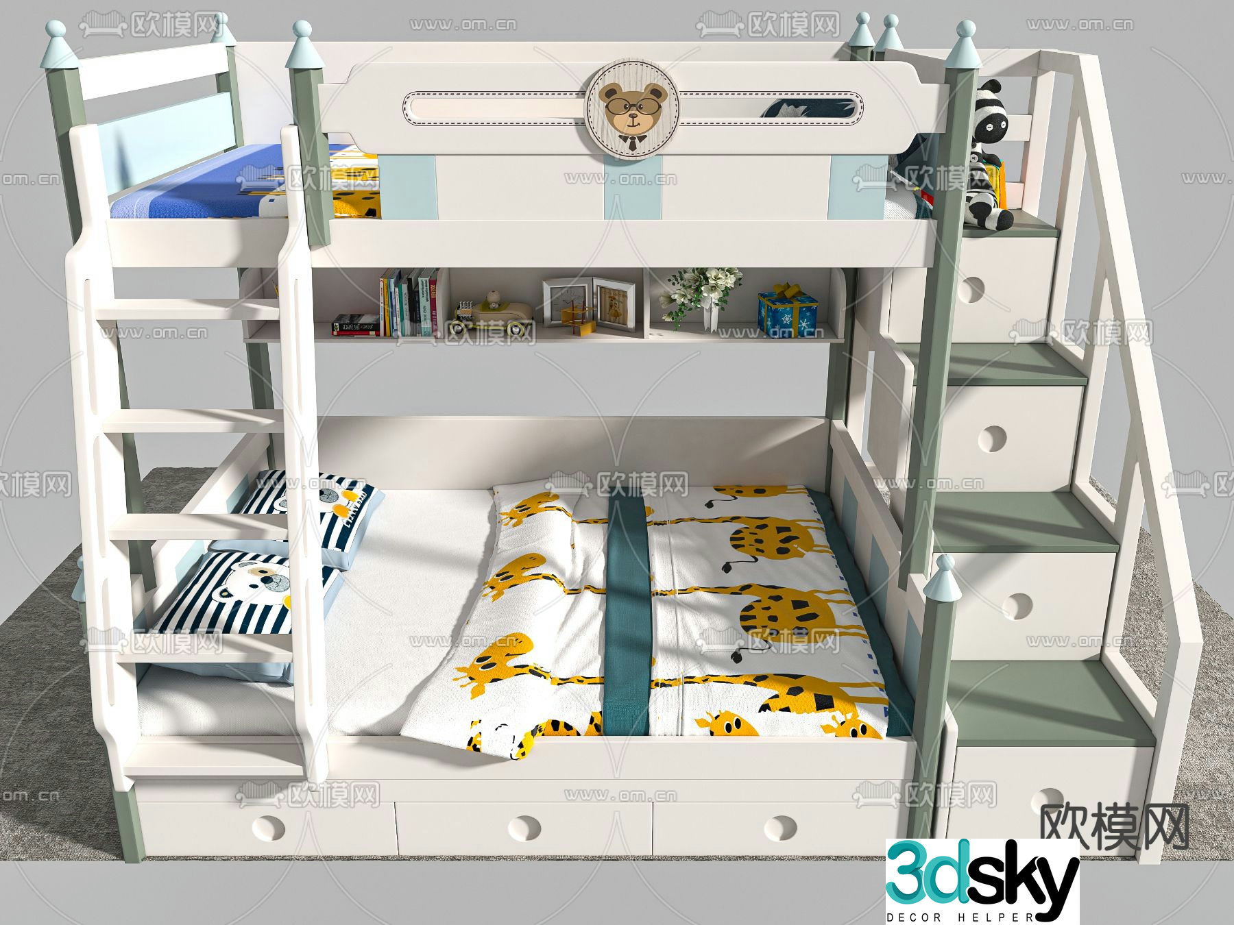 Children’s bed bunk bed bunk bed 3d model