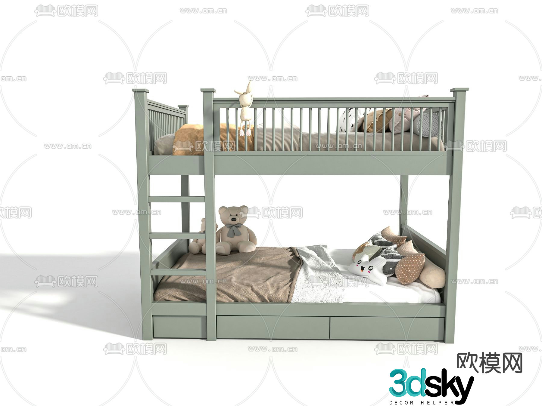 Children’s bed bunk bed loft bed 3d model