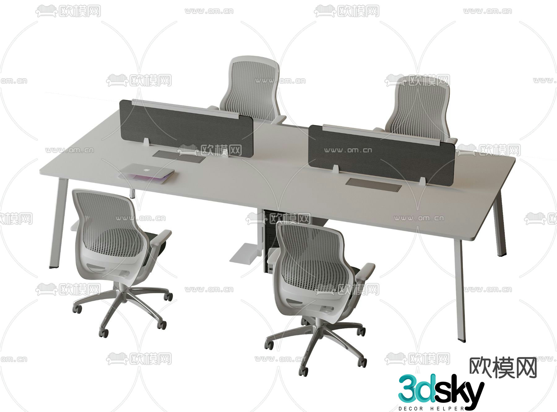 Office desk and chair position workstation 3d model
