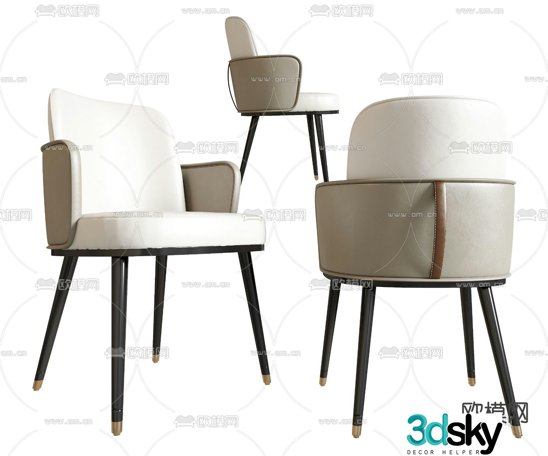 minotti modern chair lounge chair 3d model