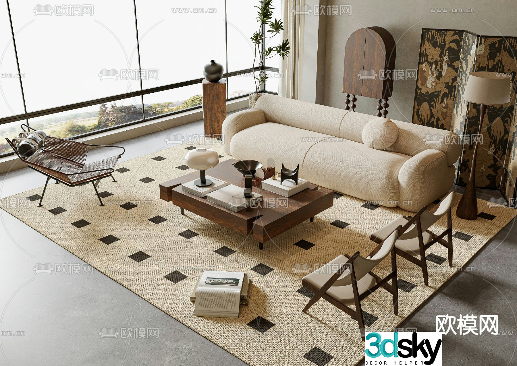 Medieval style sofa combination 3d model