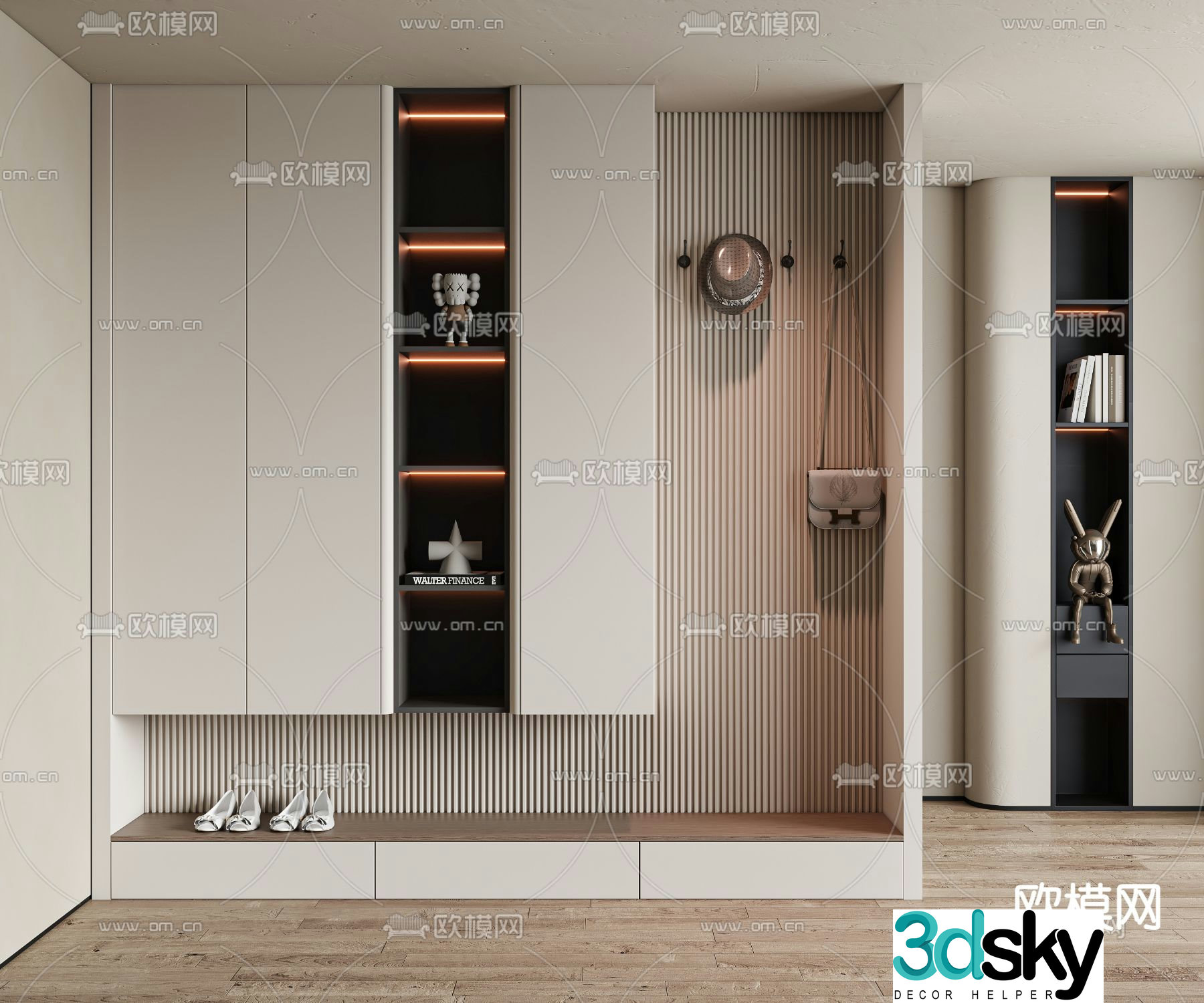 Modern porch shoe cabinet shoe hat cabinet 3d model
