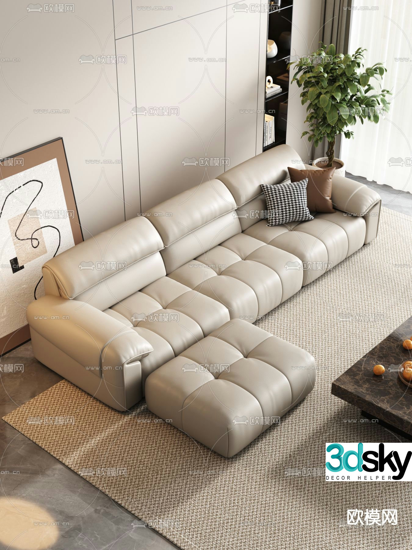 Simple multi-person sofa 3d model