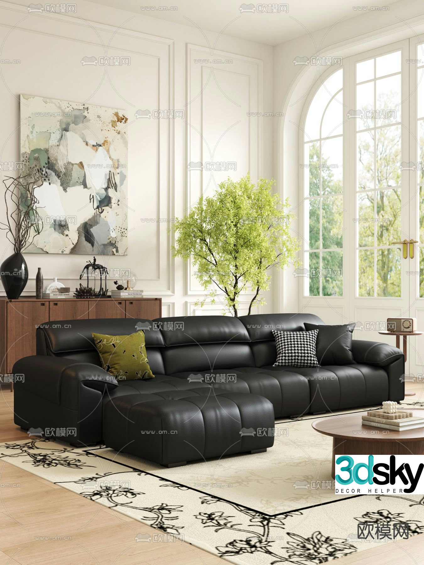 French multi-seater sofa 3d model