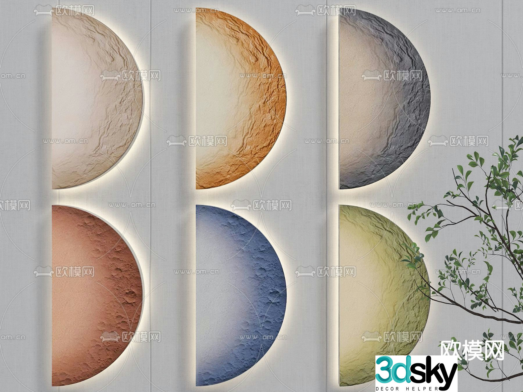 Half Moon Light Moon Light Gypsum Light 3D Model