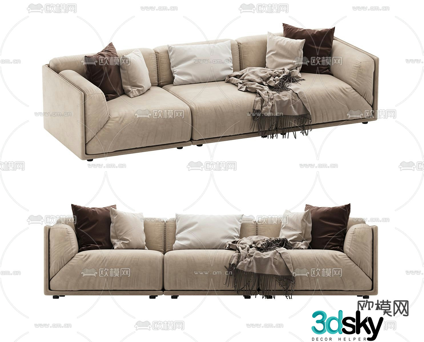 Meridiani three seater sofa 3d model
