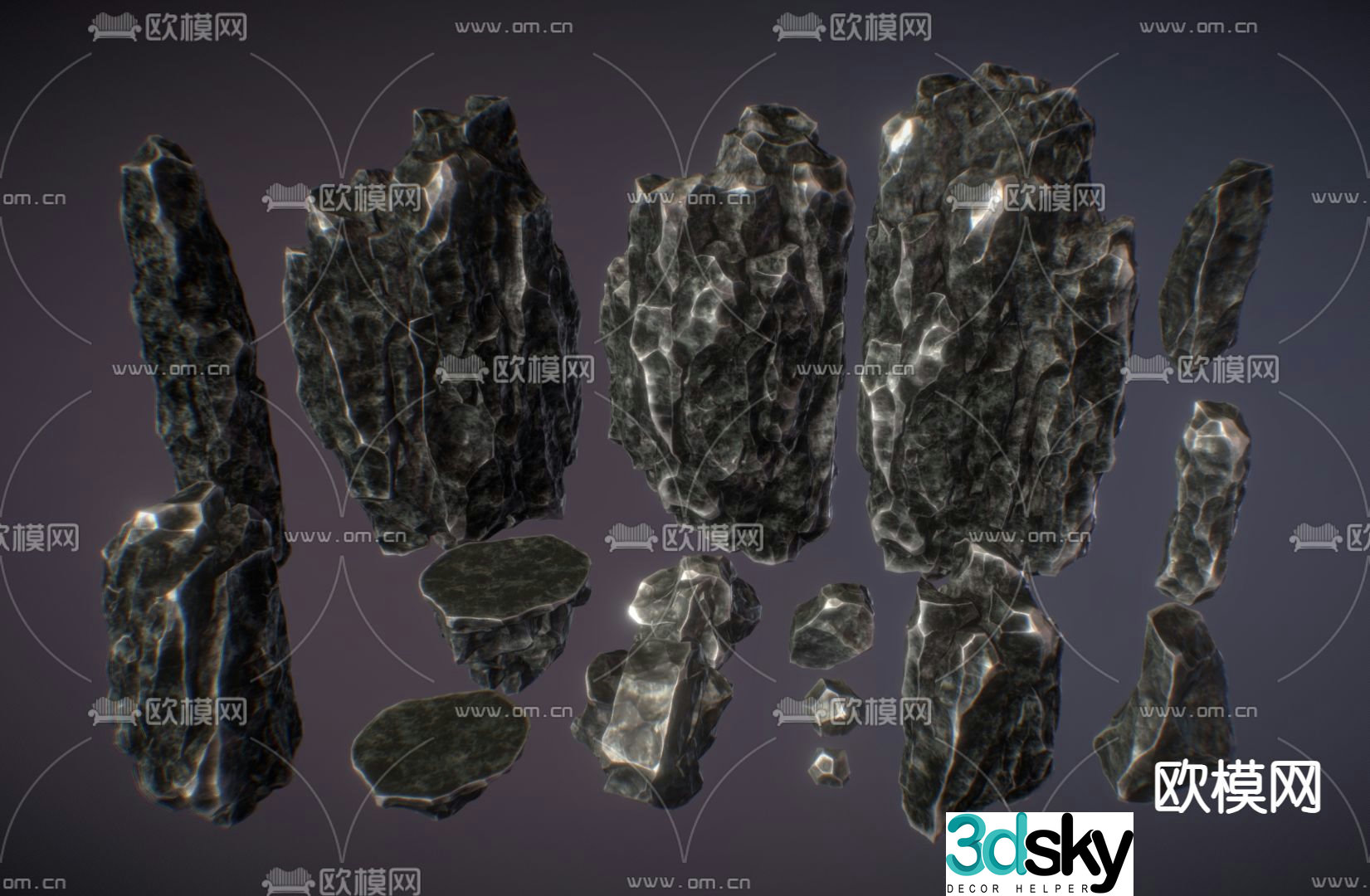 Chinese style landscape stone rockery stone 3d model